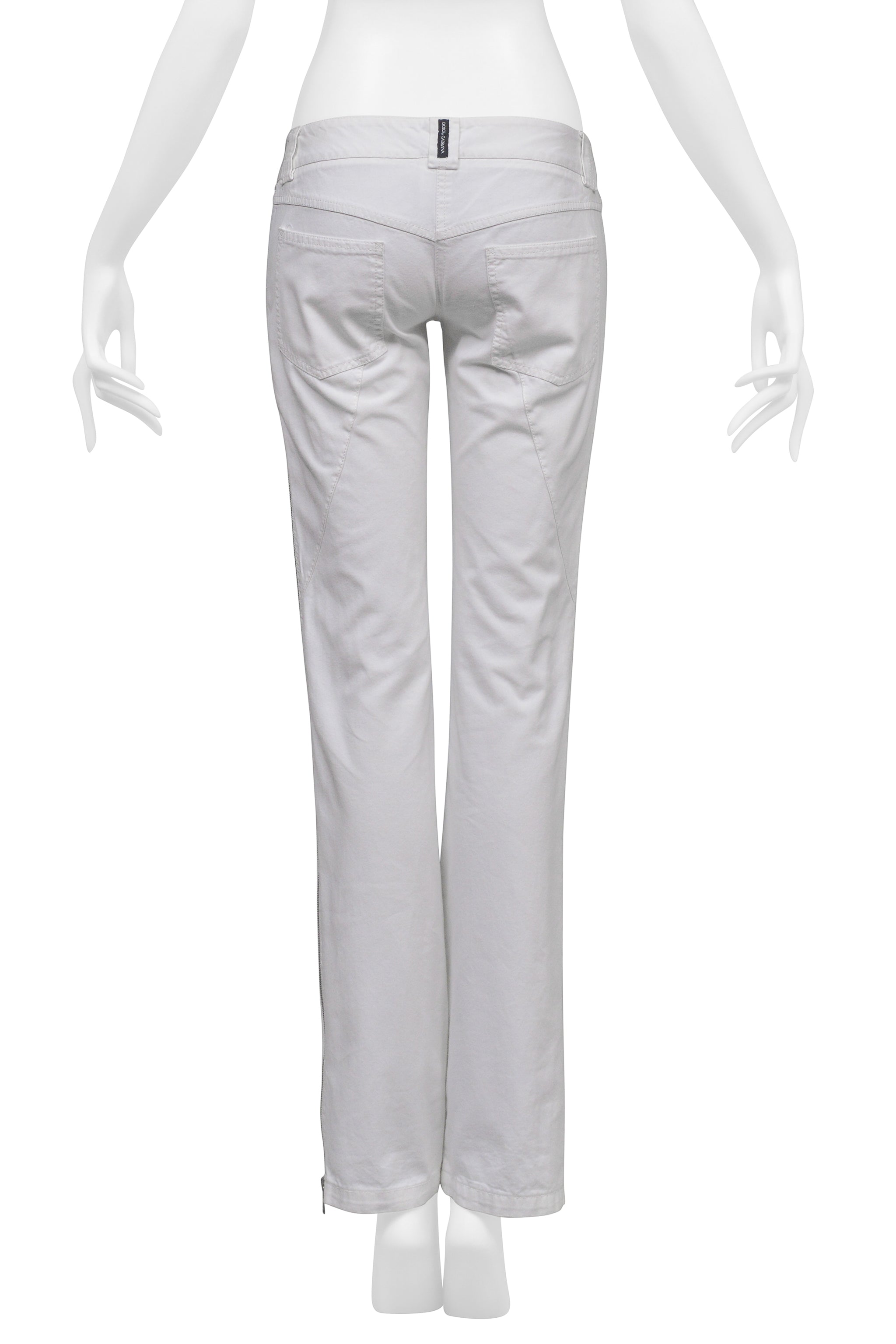 DOLCE & GABBANA WHITE PANTS WITH SIDE ZIPPERS