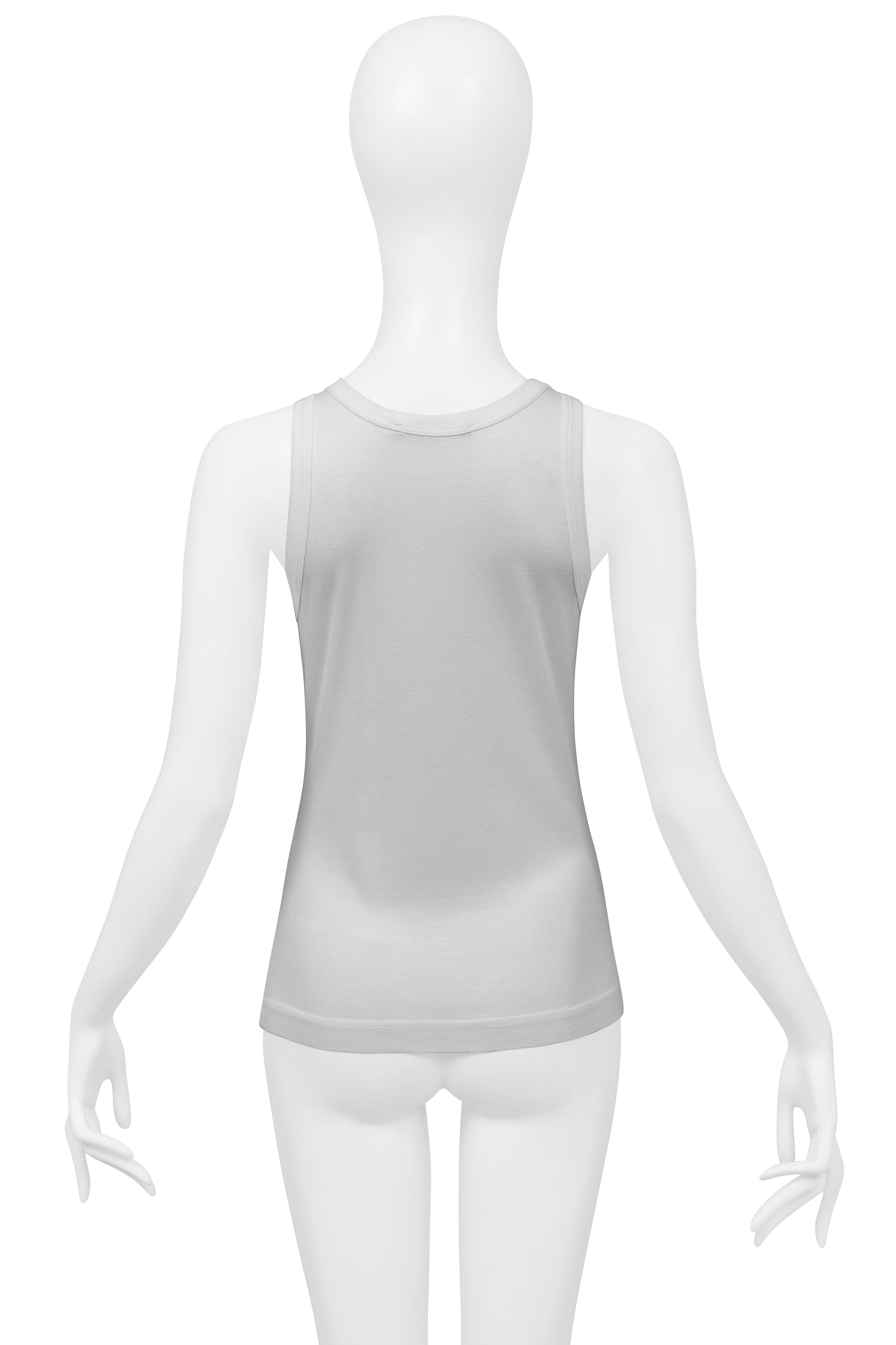 DOLCE & GABBANA WHITE TANK TOP WITH SILVER RHINESTONE "D&G"