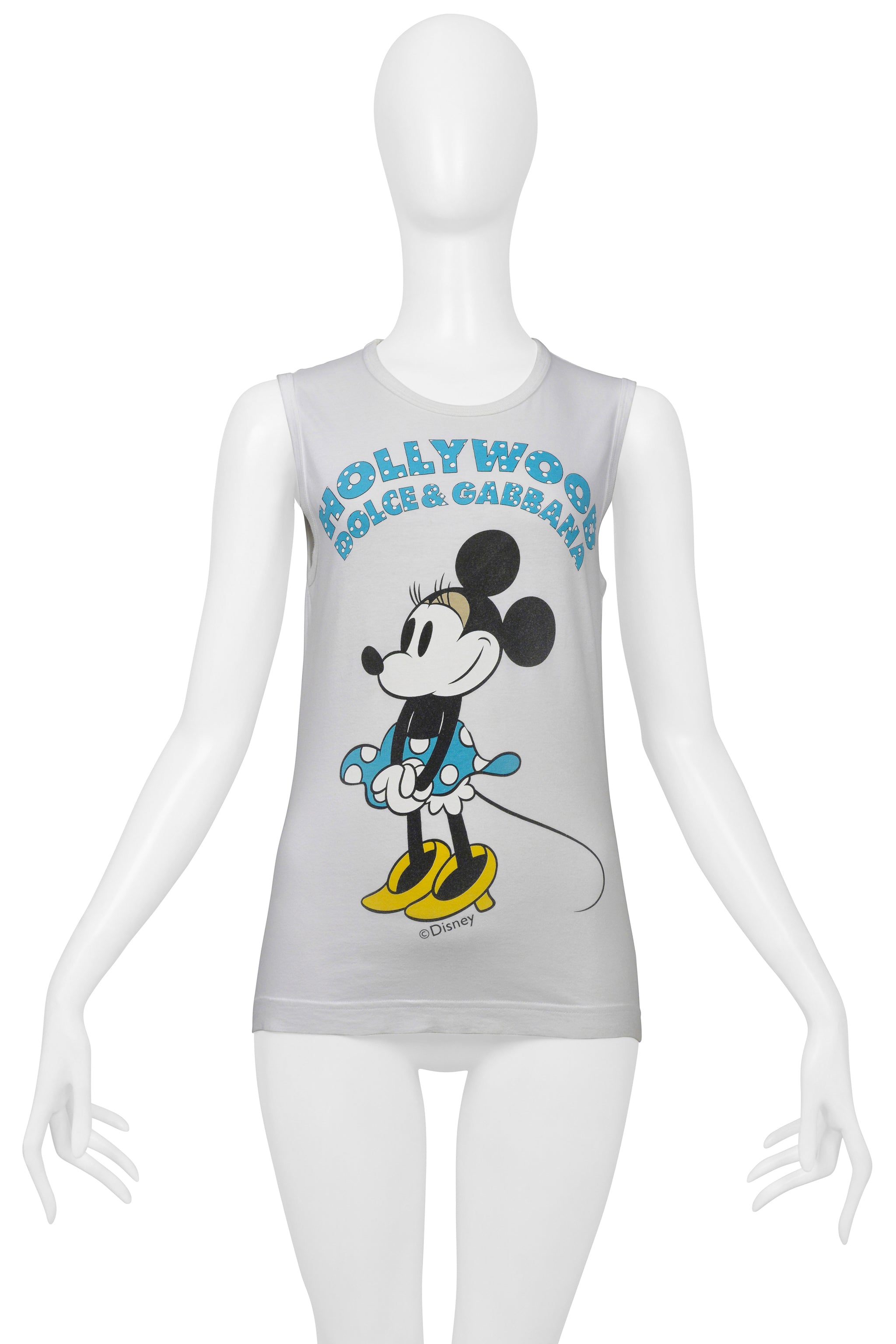 DOLCE & GABBANA WHITE "HOLLYWOOD" TANK TOP WITH MINNIE MOUSE