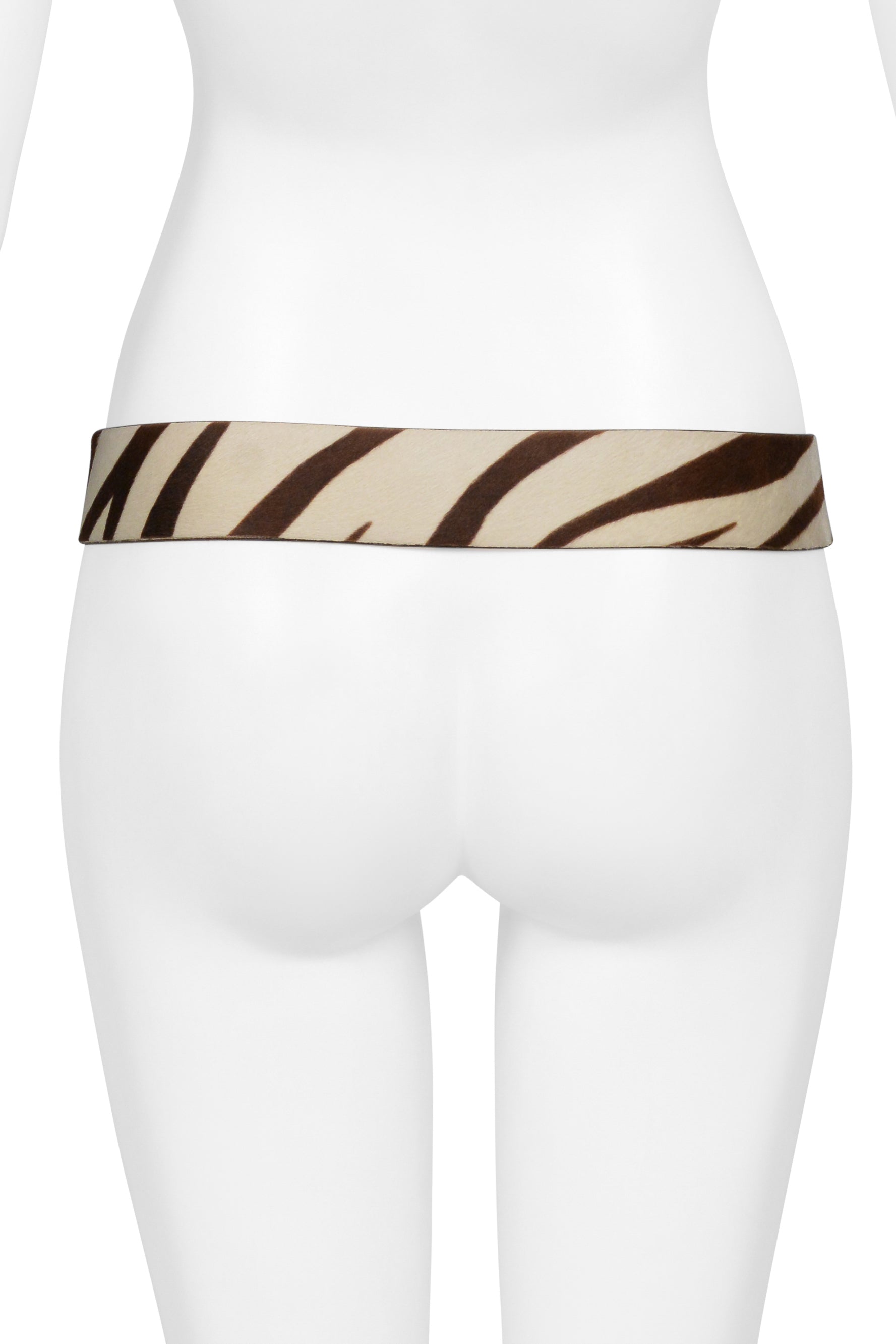 DOLCE & GABBANA ZEBRA PRINT BELT WITH SILVER OVAL BUCKLE