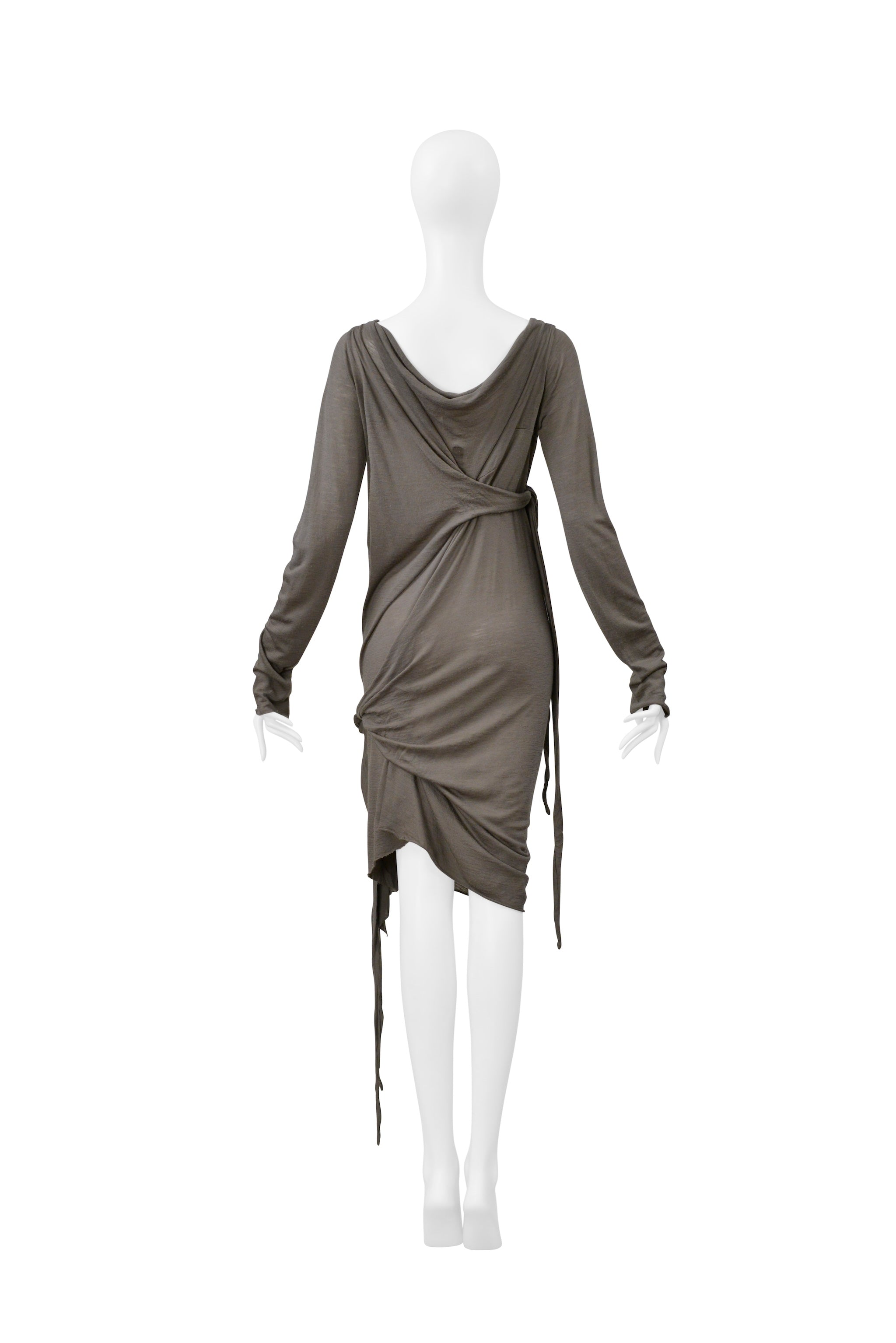 RICK OWENS GRAY FINE KNIT KNOT DRESS 2006