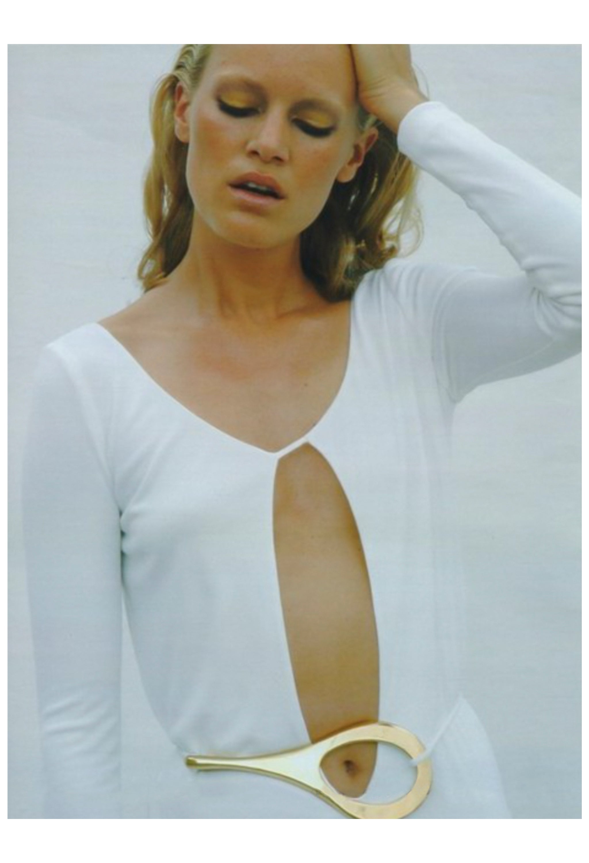 GUCCI BY TOM FORD ICONIC CUTOUT GOWN WITH GOLD BELT 1996