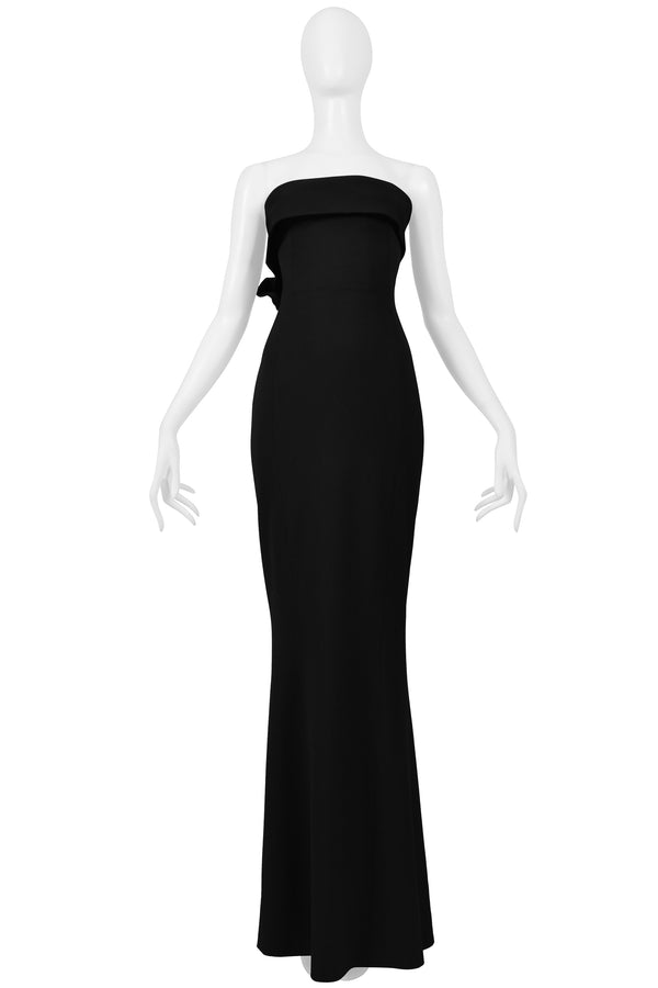DSQUARED BLACK STRAPLESS EVENING GOWN WITH BOW 2014