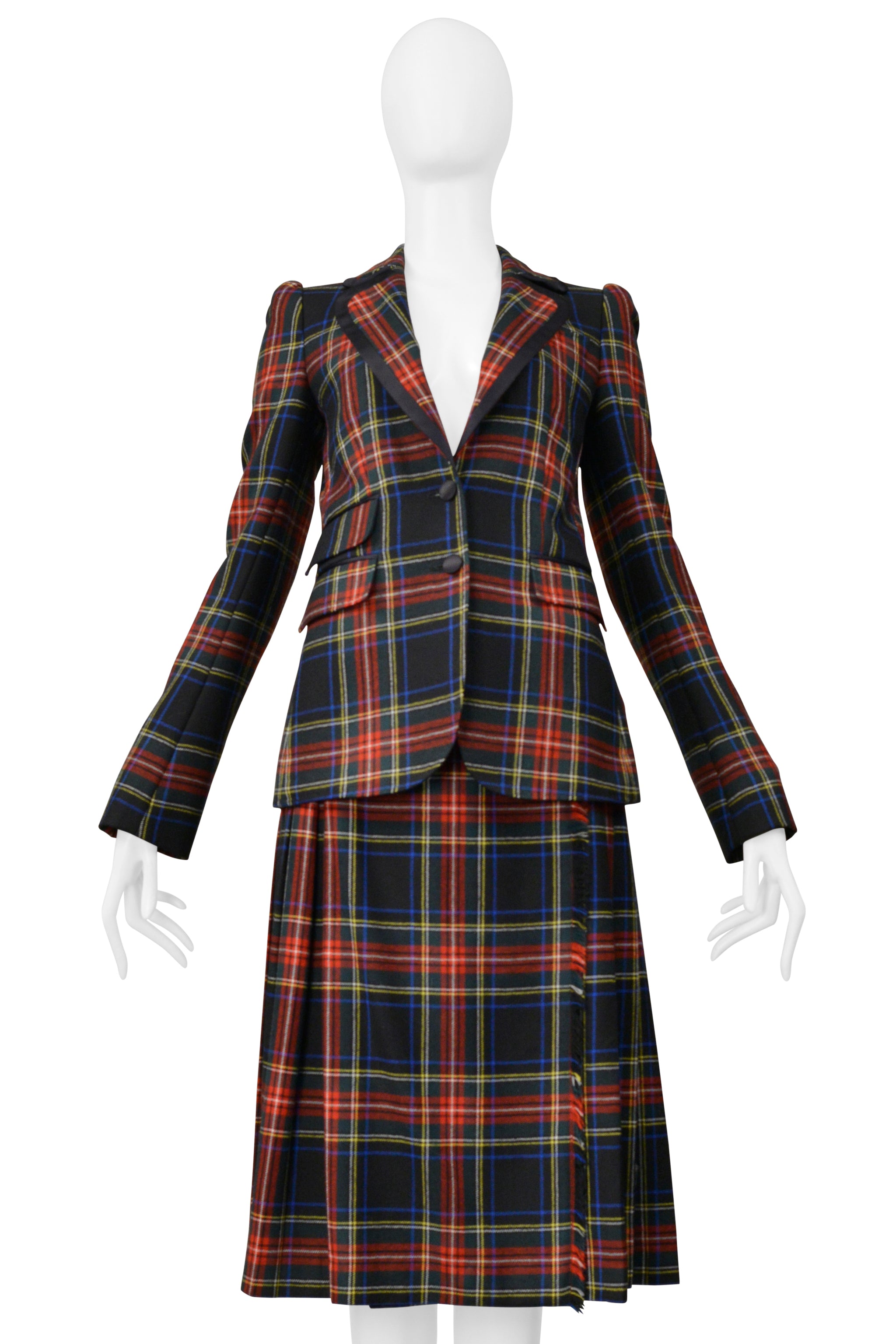 DOLCE & GABBANA D&G TARTAN PLAID JACKET & SKIRT ENSEMBLE 2008