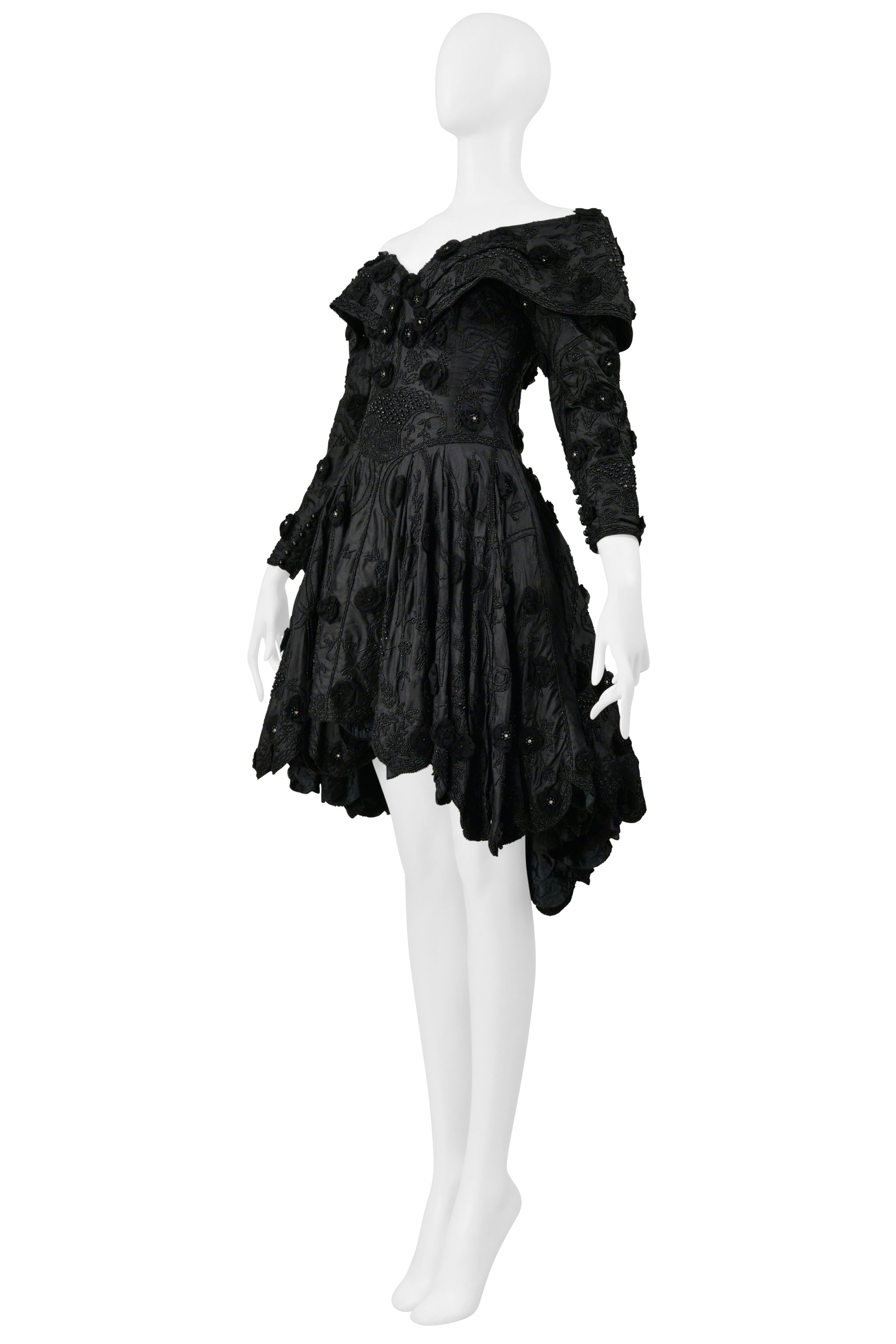 EAVIS & BROWN BLACK BEADED COCKTAIL DRESS