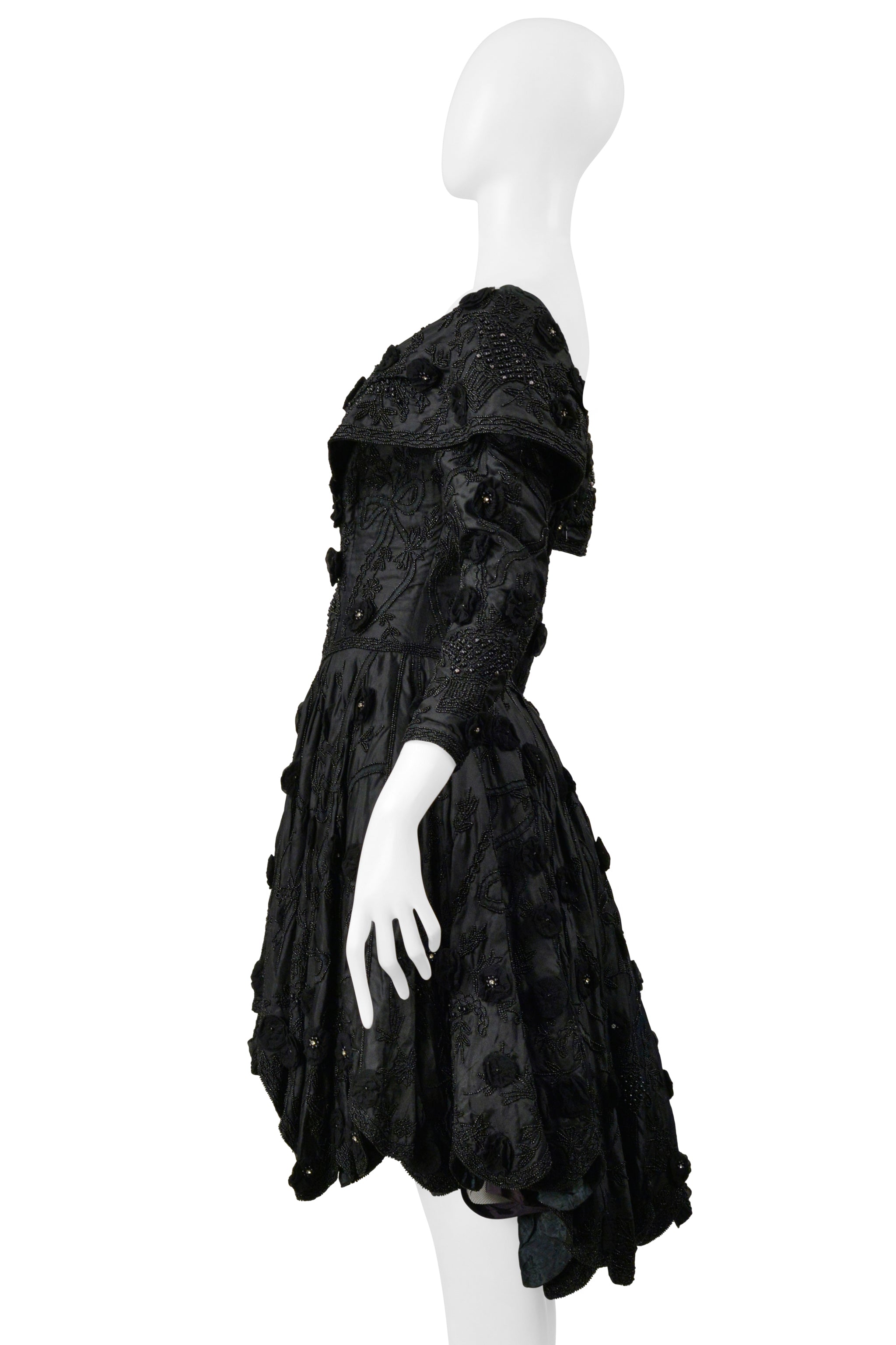 EAVIS & BROWN BLACK BEADED COCKTAIL DRESS