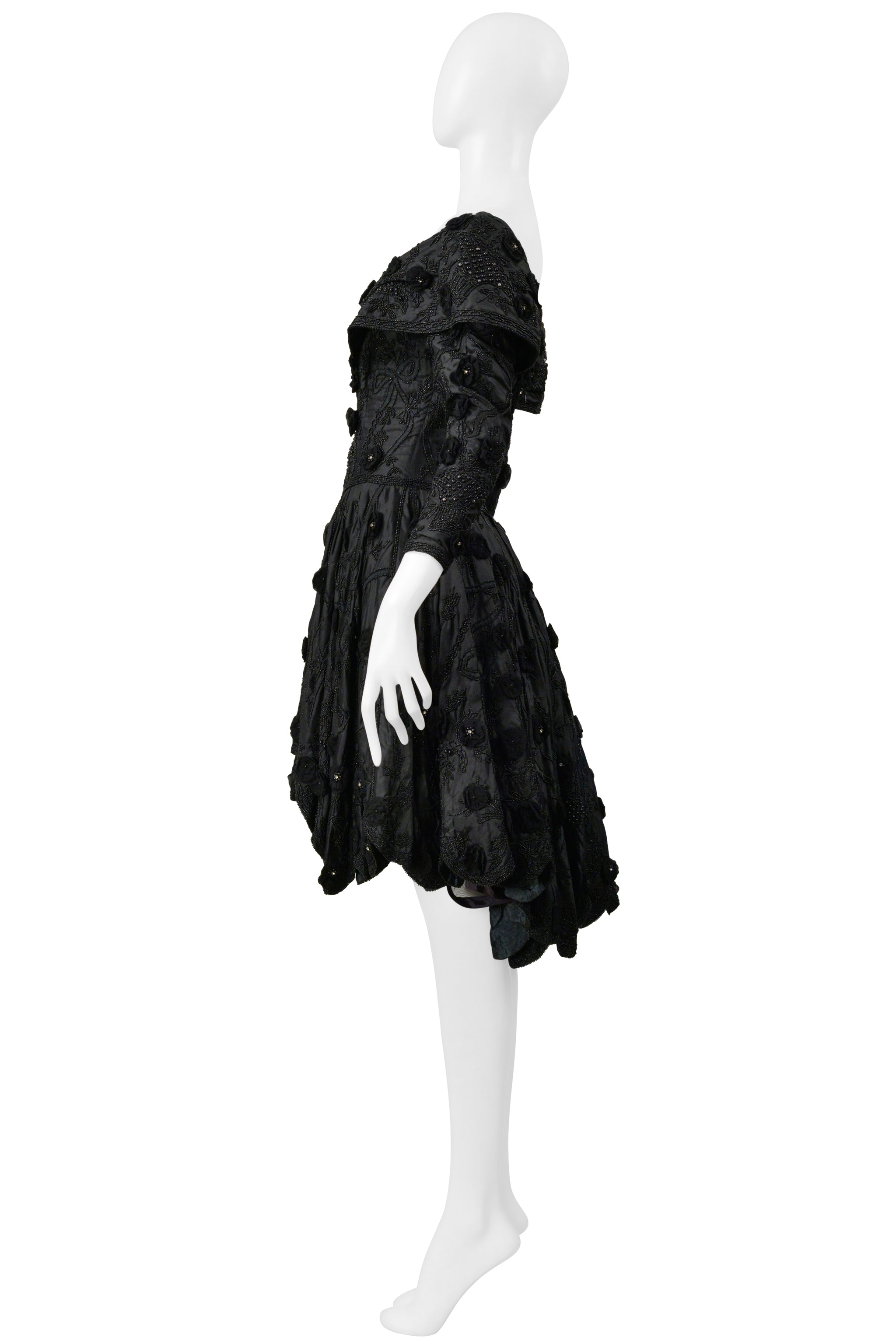 EAVIS & BROWN BLACK BEADED COCKTAIL DRESS