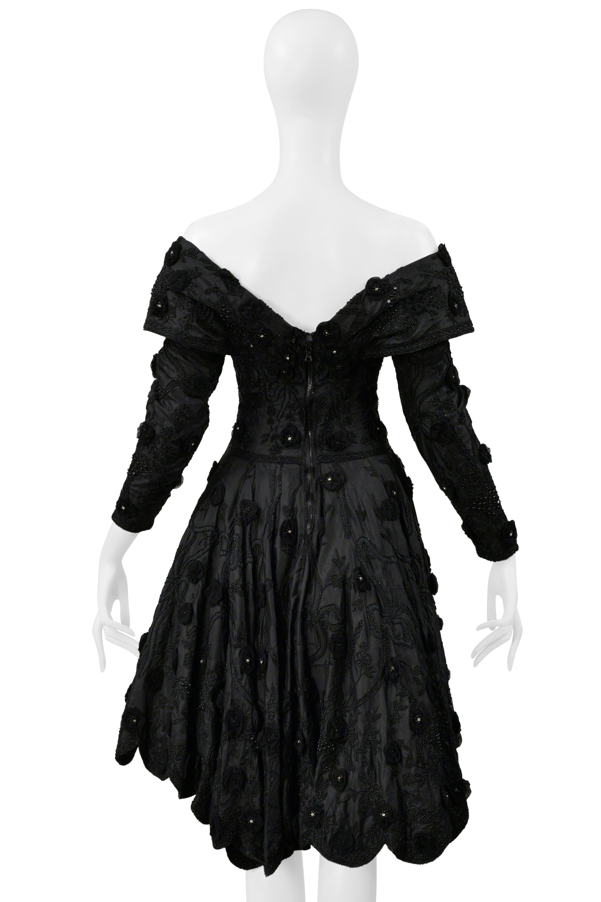 EAVIS & BROWN BLACK BEADED COCKTAIL DRESS