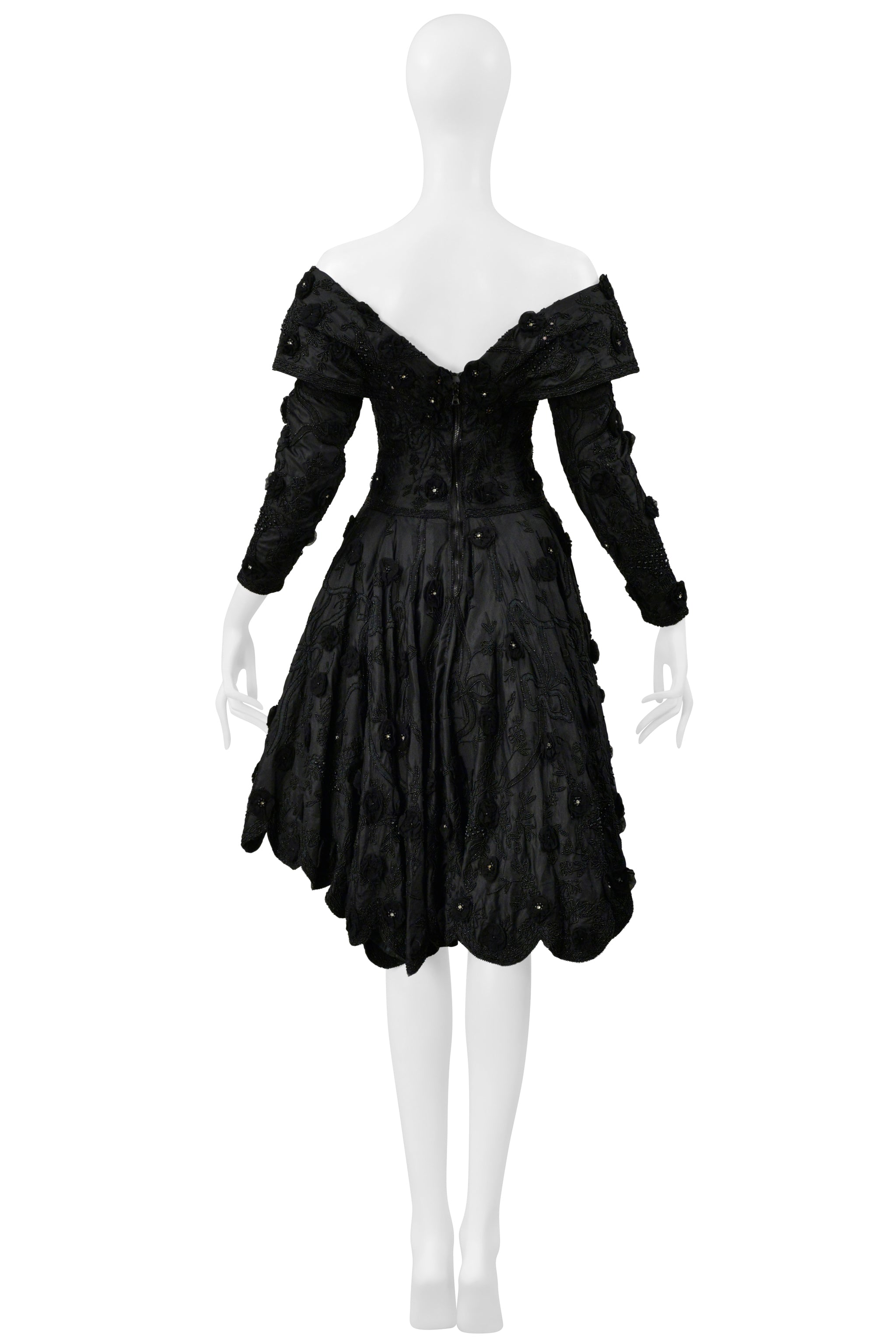 EAVIS & BROWN BLACK BEADED COCKTAIL DRESS