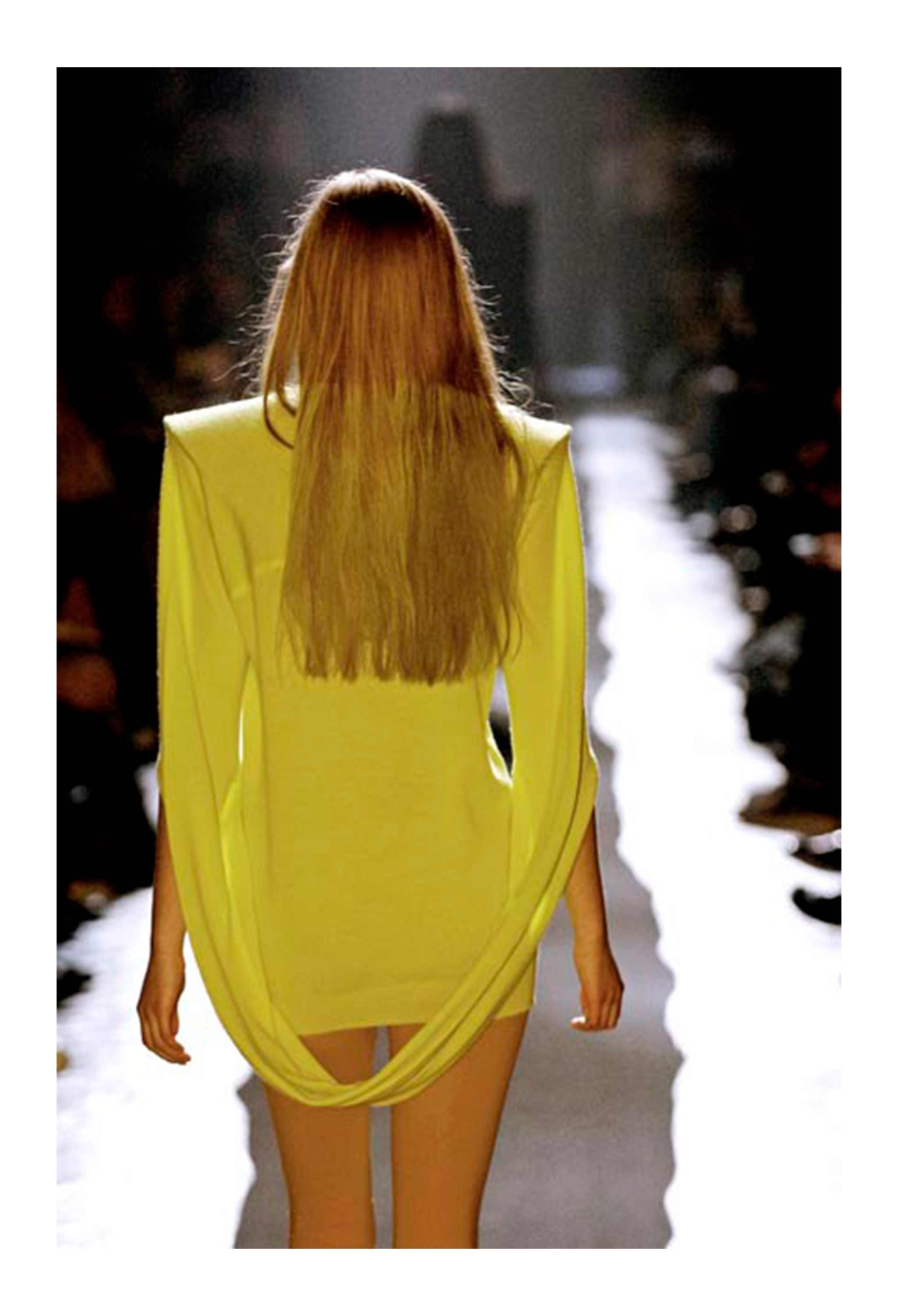 MAISON MARTIN MARGIELA FUCHSIA PINK SWEATER DRESS WITH HIGH NECK AND SHOULDER PADS 2007