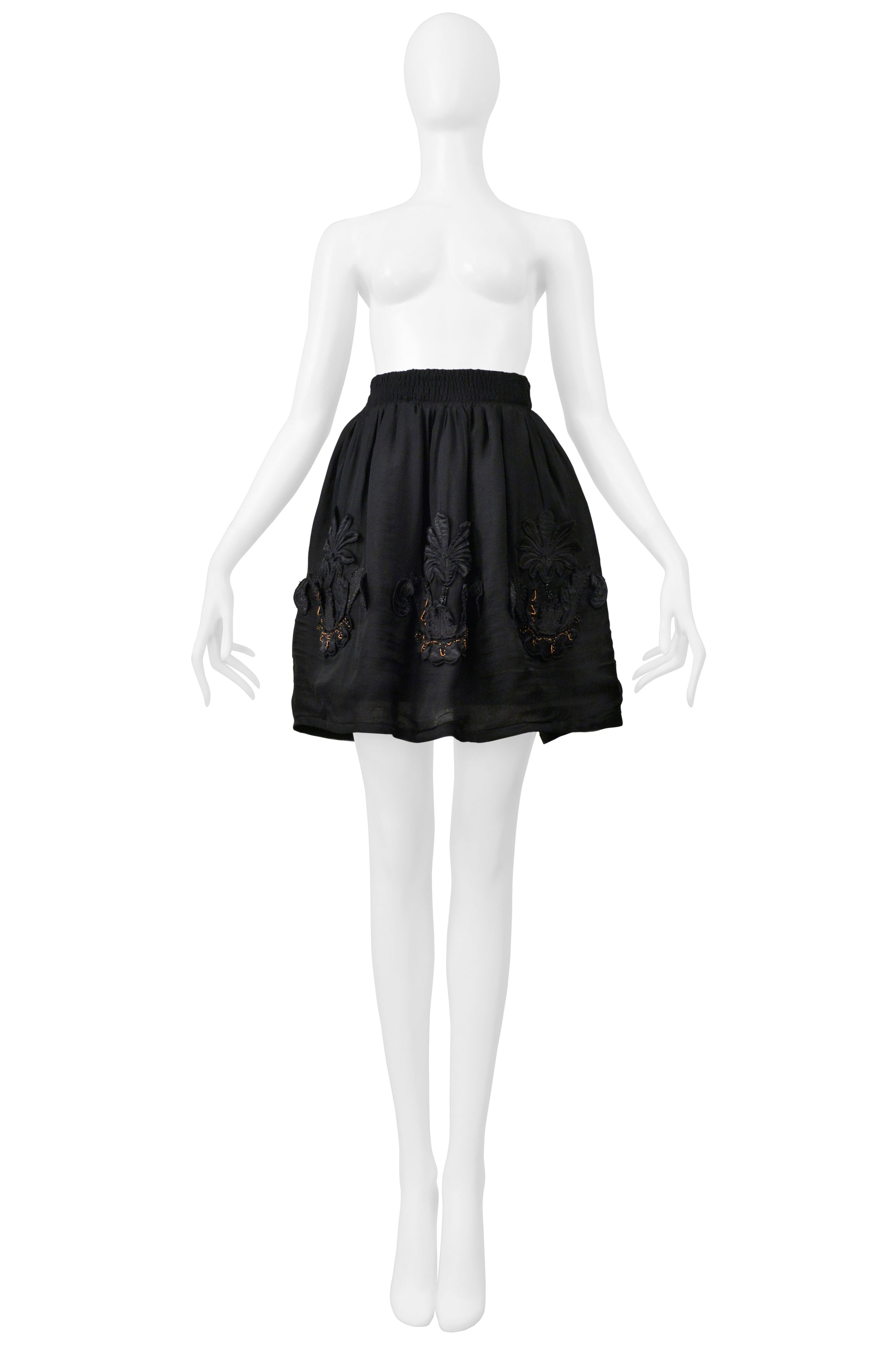 FENDI BY KARL LAGERFELD BLACK SKIRT WITH BEADED APPLIQUES