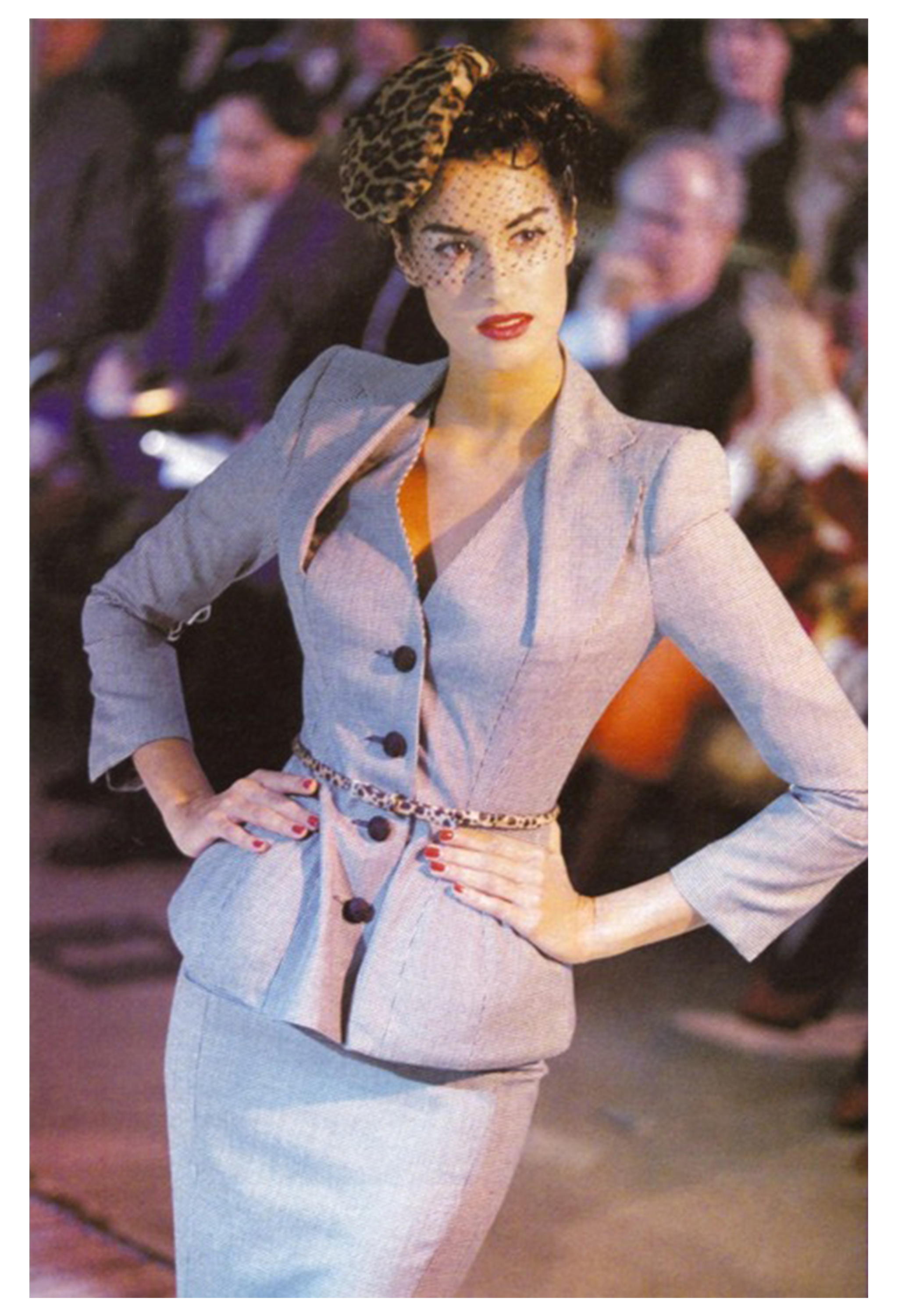 JOHN GALLIANO BLACK AND WHITE HOUNDSTOOTH SKIRT SUIT 1995