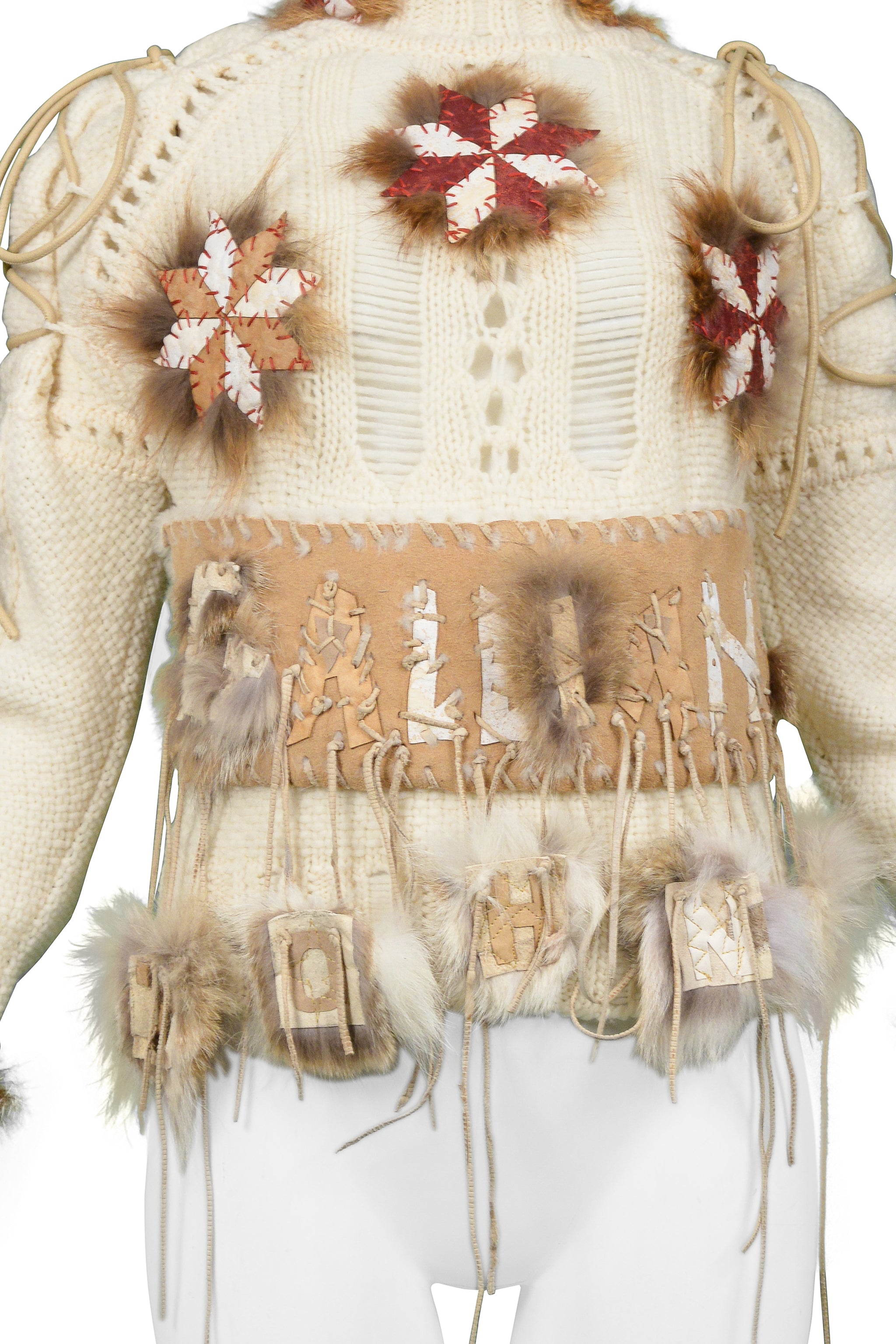 JOHN GALLIANO IMPORTANT "JOHN GALLIANO" FUR & LEATHER RUNWAY SWEATER 2002