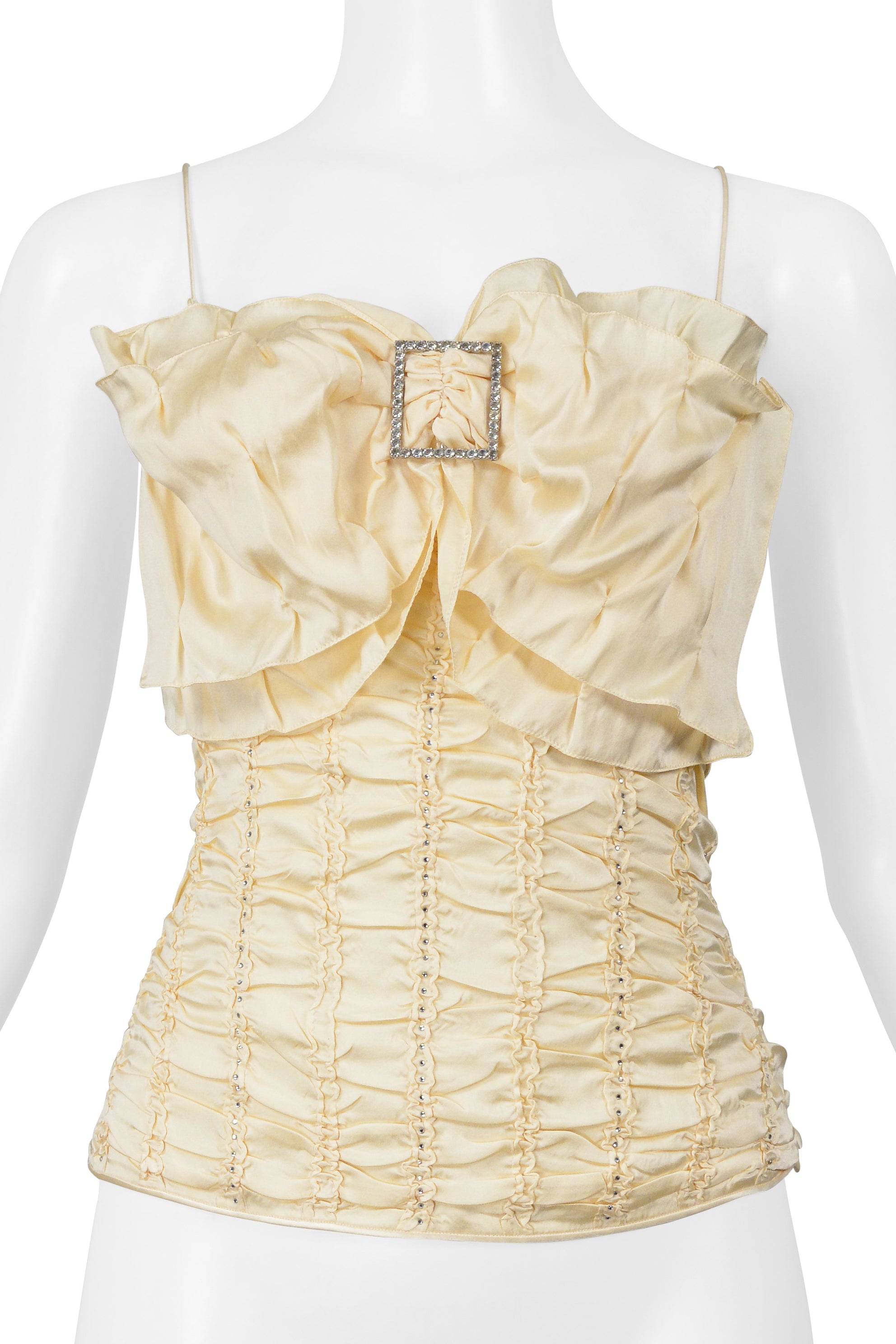 JOHN GALLIANO YELLOW SILK CAMISOLE WITH BOW 2003