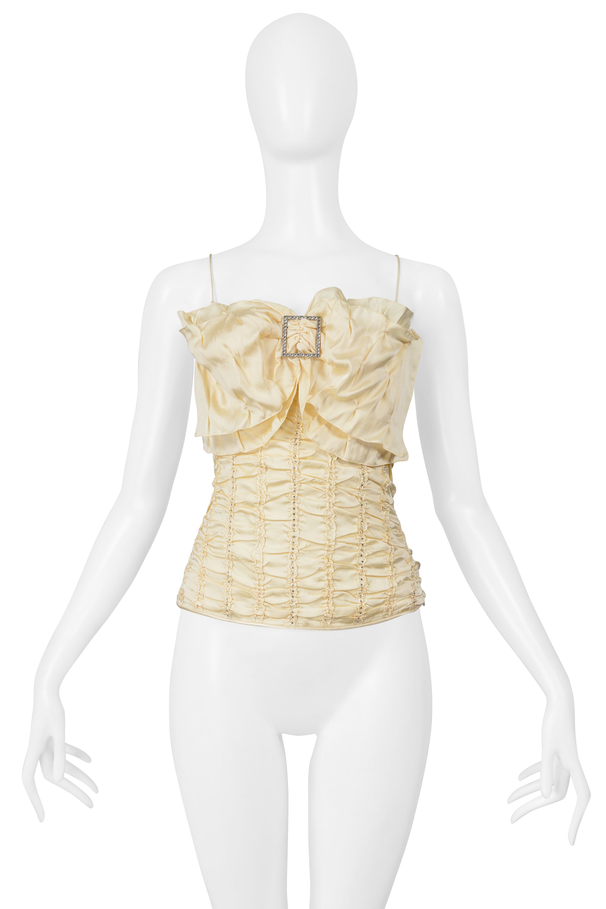 JOHN GALLIANO YELLOW SILK CAMISOLE WITH BOW 2003