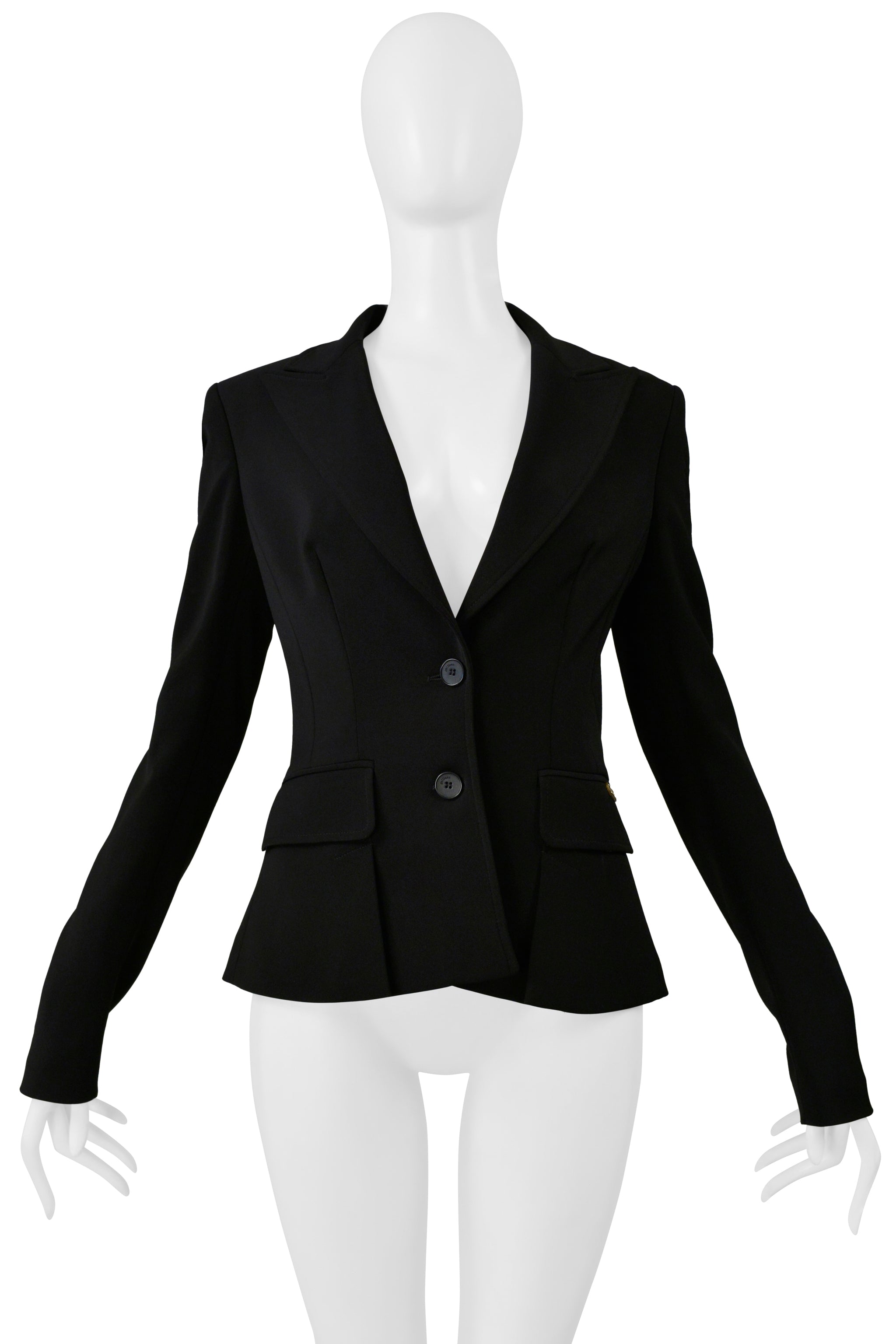 JOHN GALLIANO BLACK FITTED TWO BUTTON JACKET W POCKETS