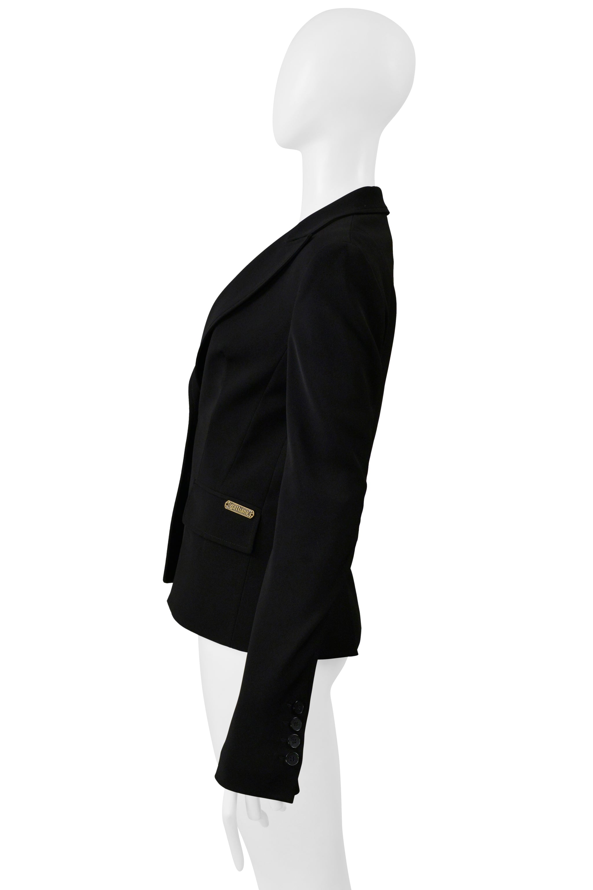 JOHN GALLIANO BLACK FITTED TWO BUTTON JACKET W POCKETS