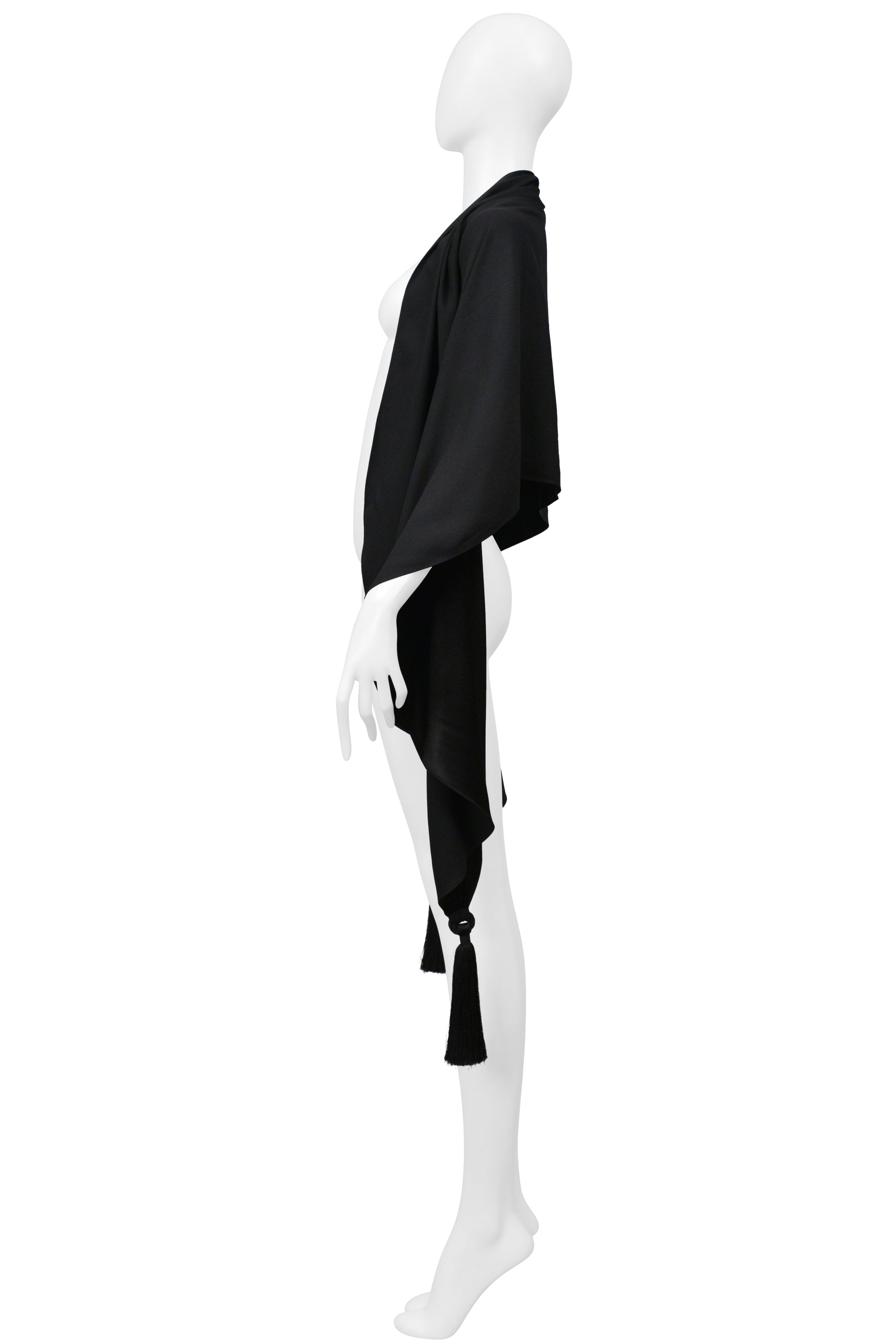 JOHN GALLIANO BLACK SCARF WITH TASSELS