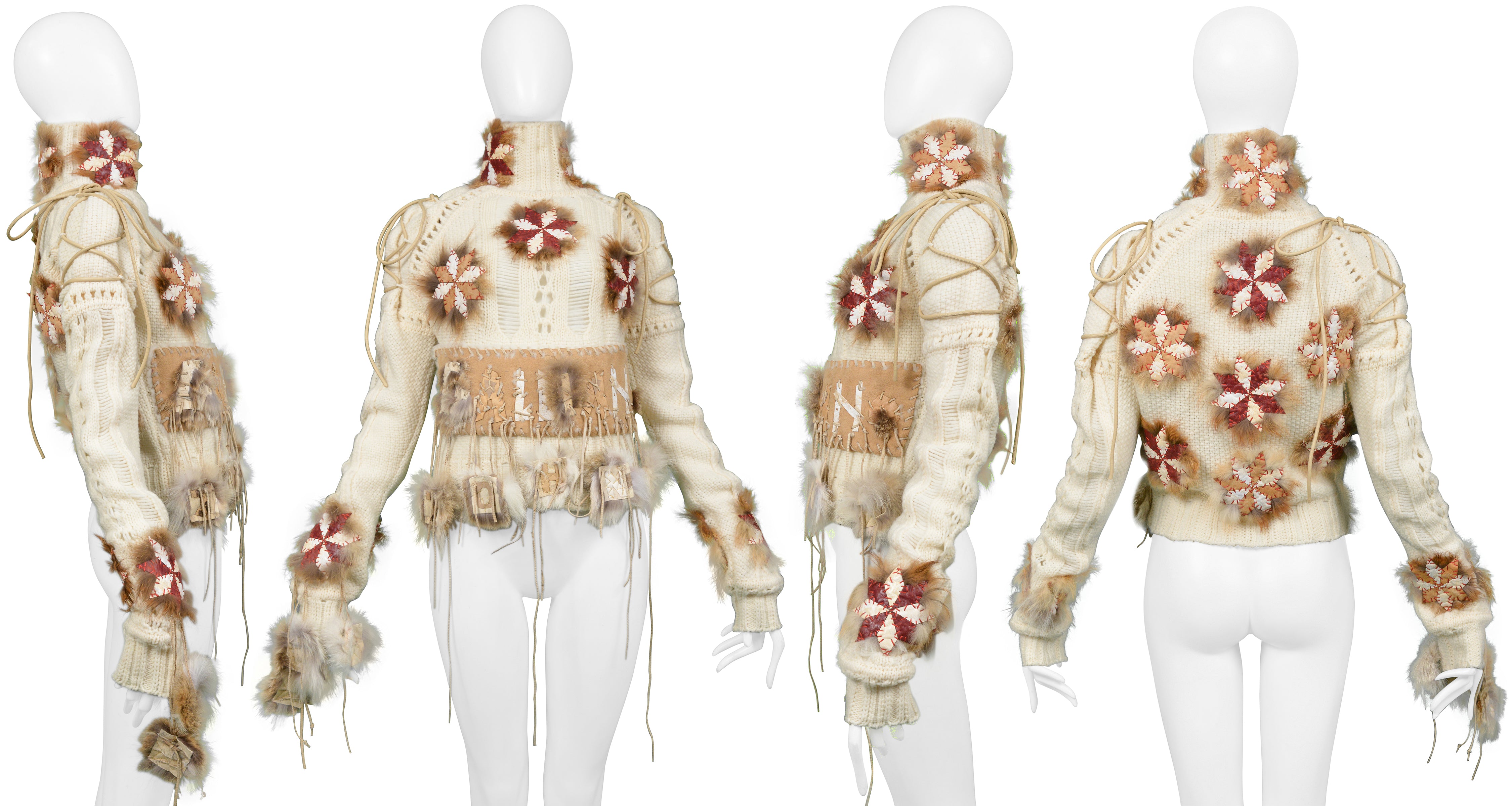 JOHN GALLIANO IMPORTANT "JOHN GALLIANO" FUR & LEATHER RUNWAY SWEATER 2002