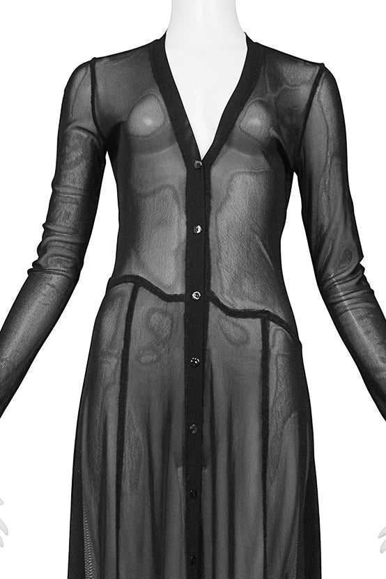 JEAN PAUL GAULTIER BLACK MESH SHEER CARDIGAN DRESS