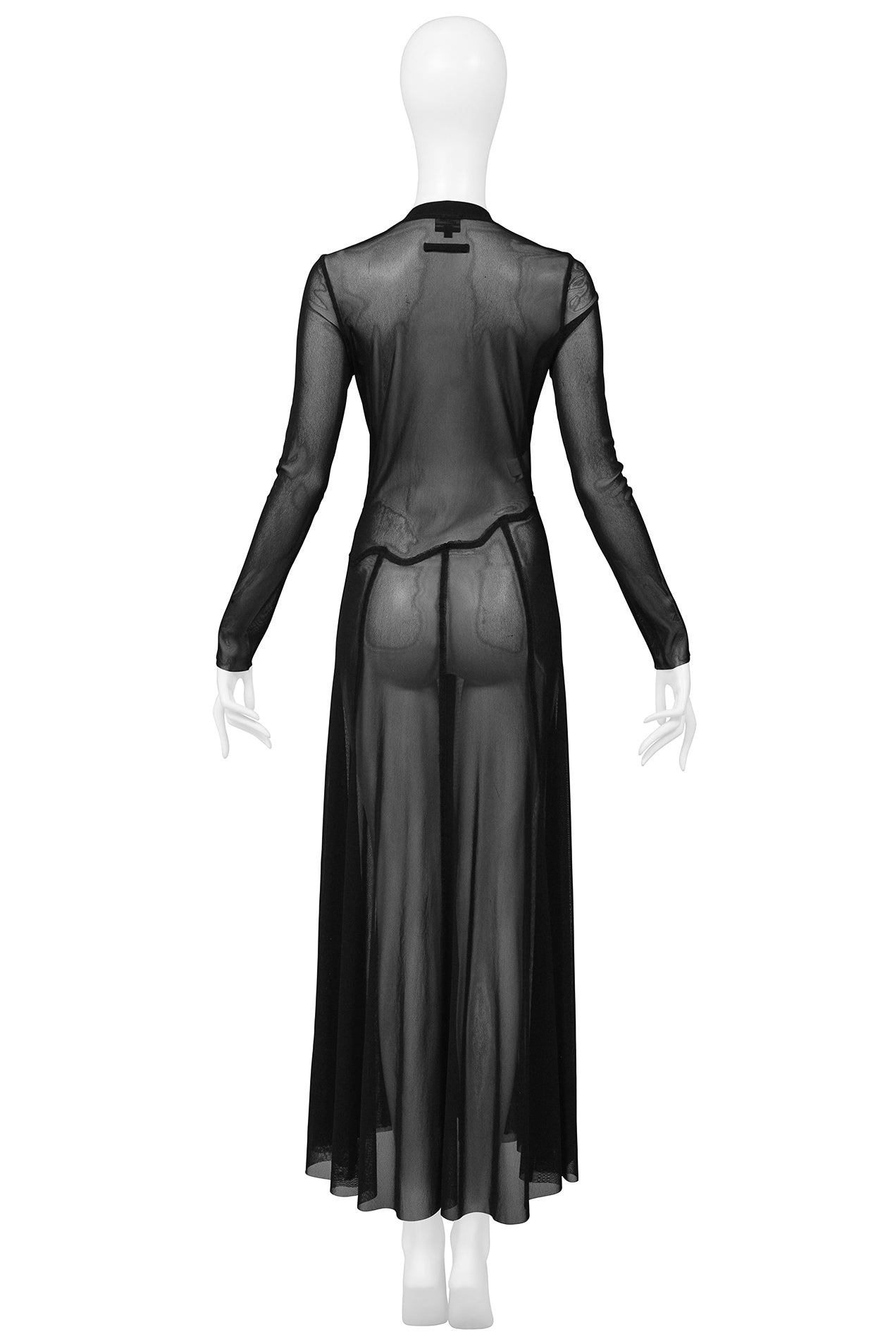 JEAN PAUL GAULTIER BLACK MESH SHEER CARDIGAN DRESS