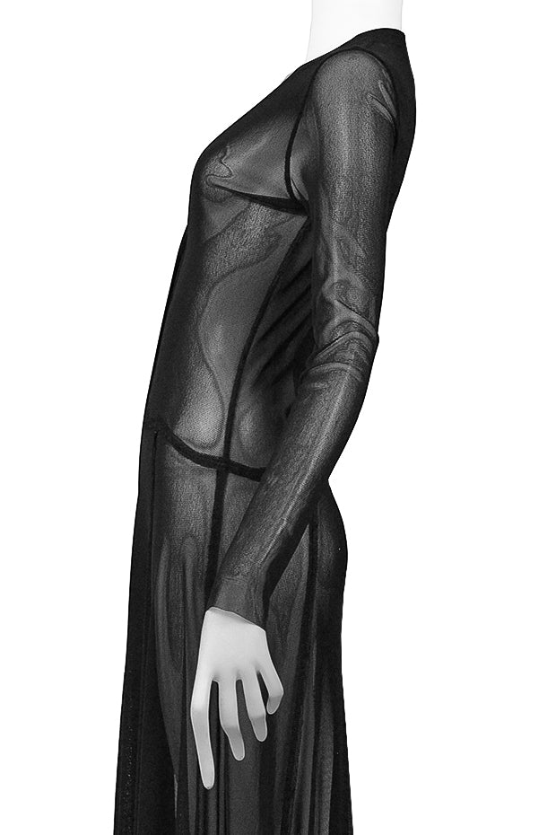 JEAN PAUL GAULTIER BLACK MESH SHEER CARDIGAN DRESS