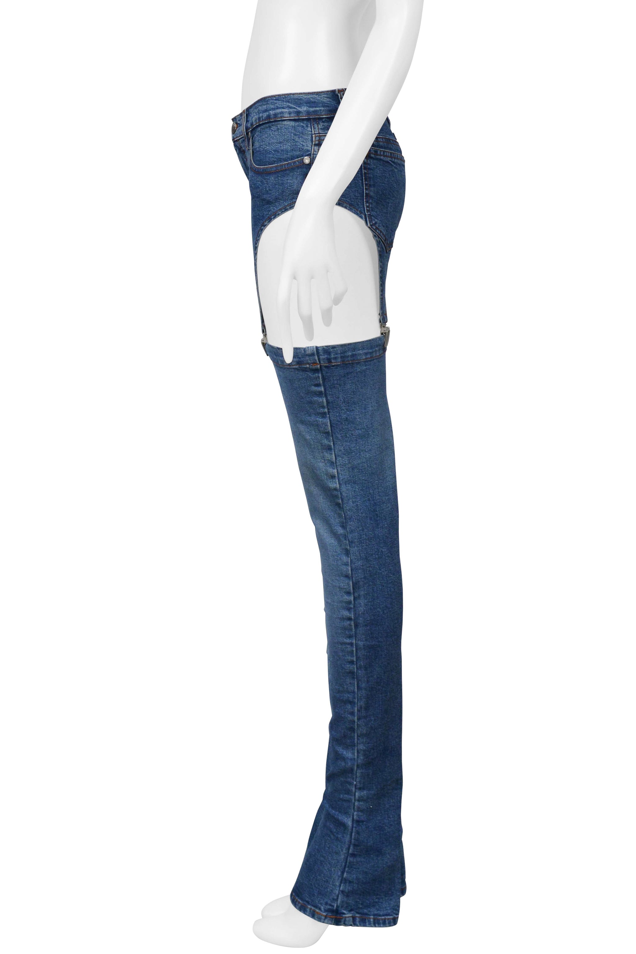 JEAN GAULTIER BLUE DENIM CONVERTIBLE CUTOUT JEANS