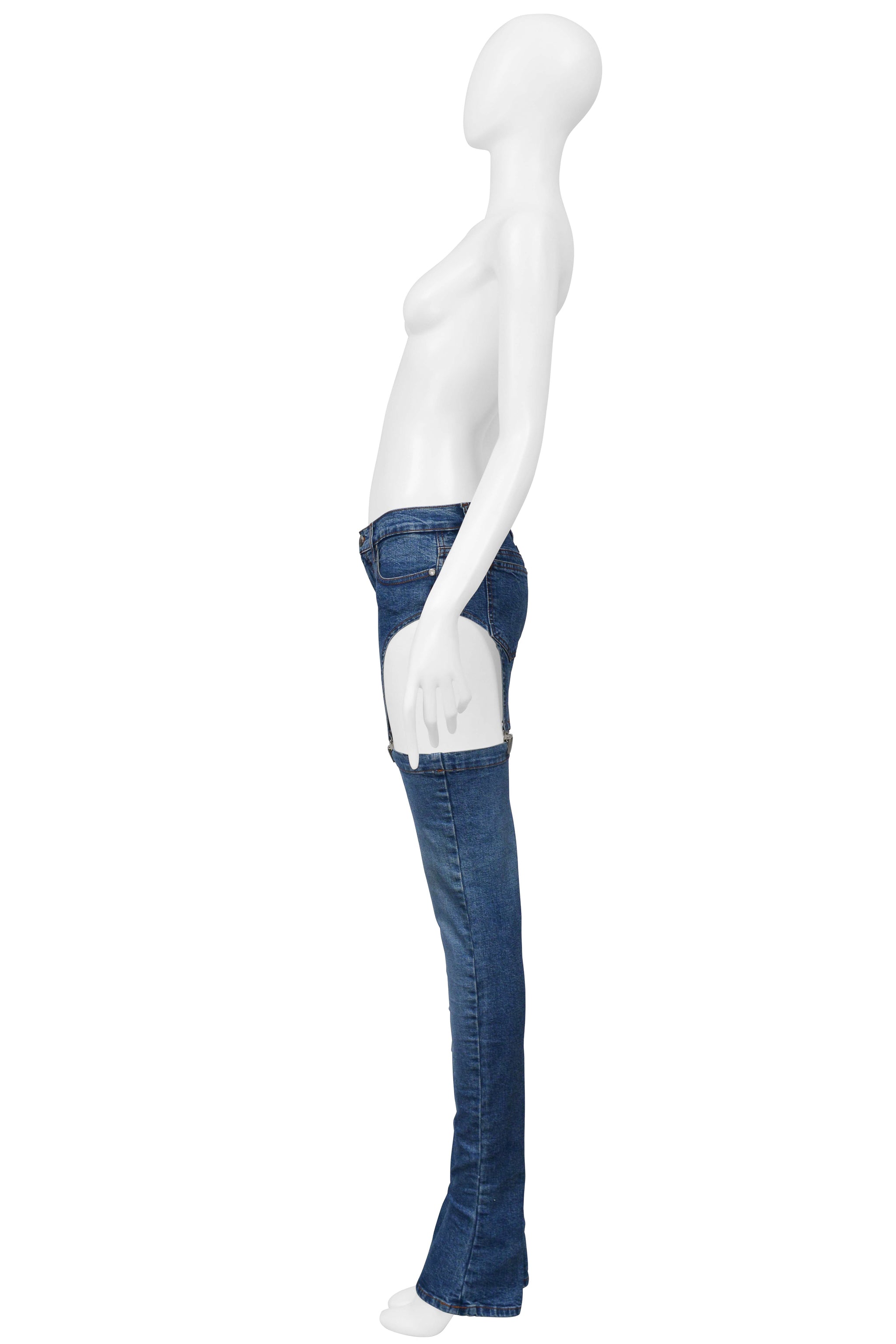 JEAN GAULTIER BLUE DENIM CONVERTIBLE CUTOUT JEANS