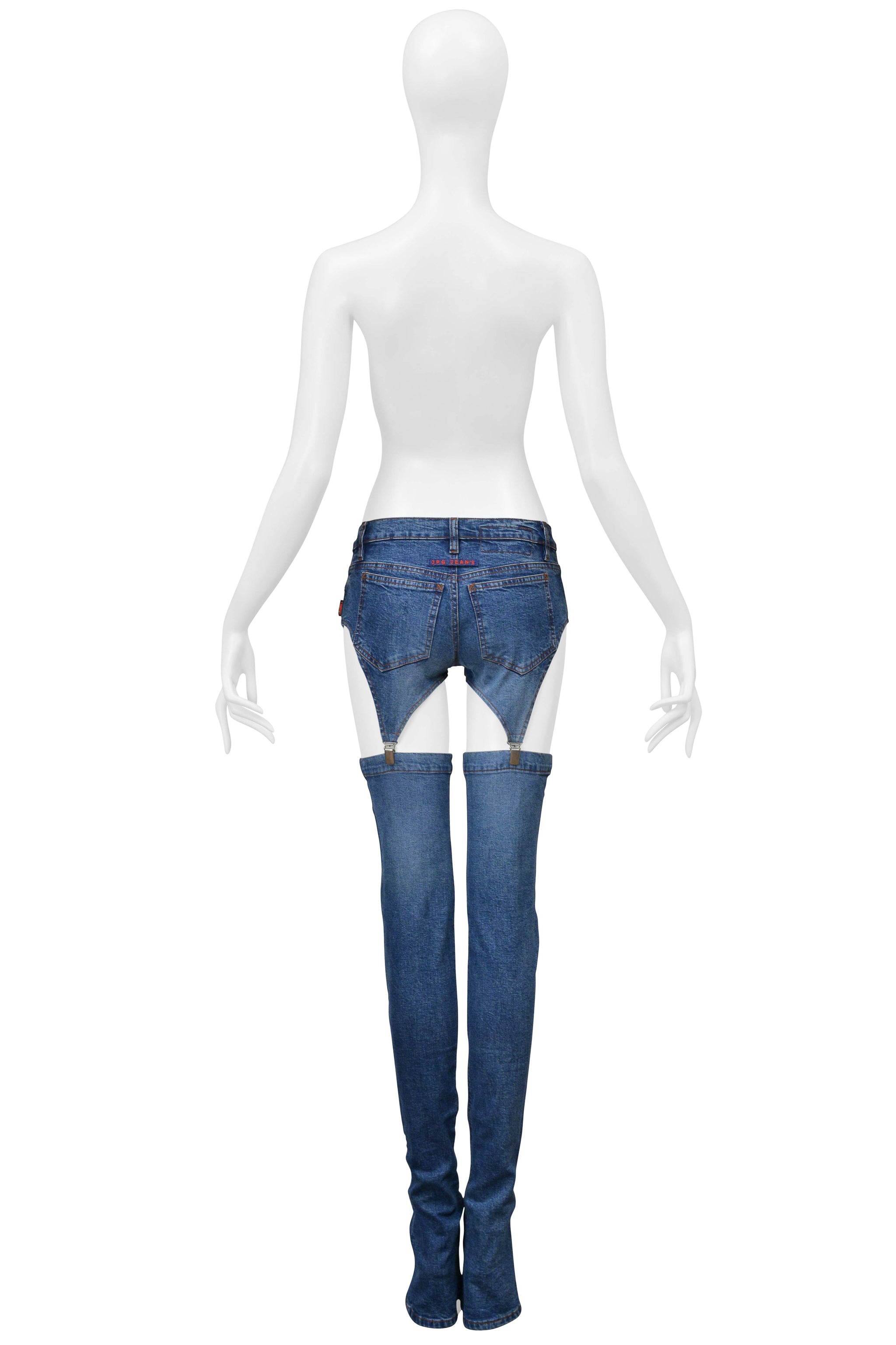 JEAN GAULTIER BLUE DENIM CONVERTIBLE CUTOUT JEANS