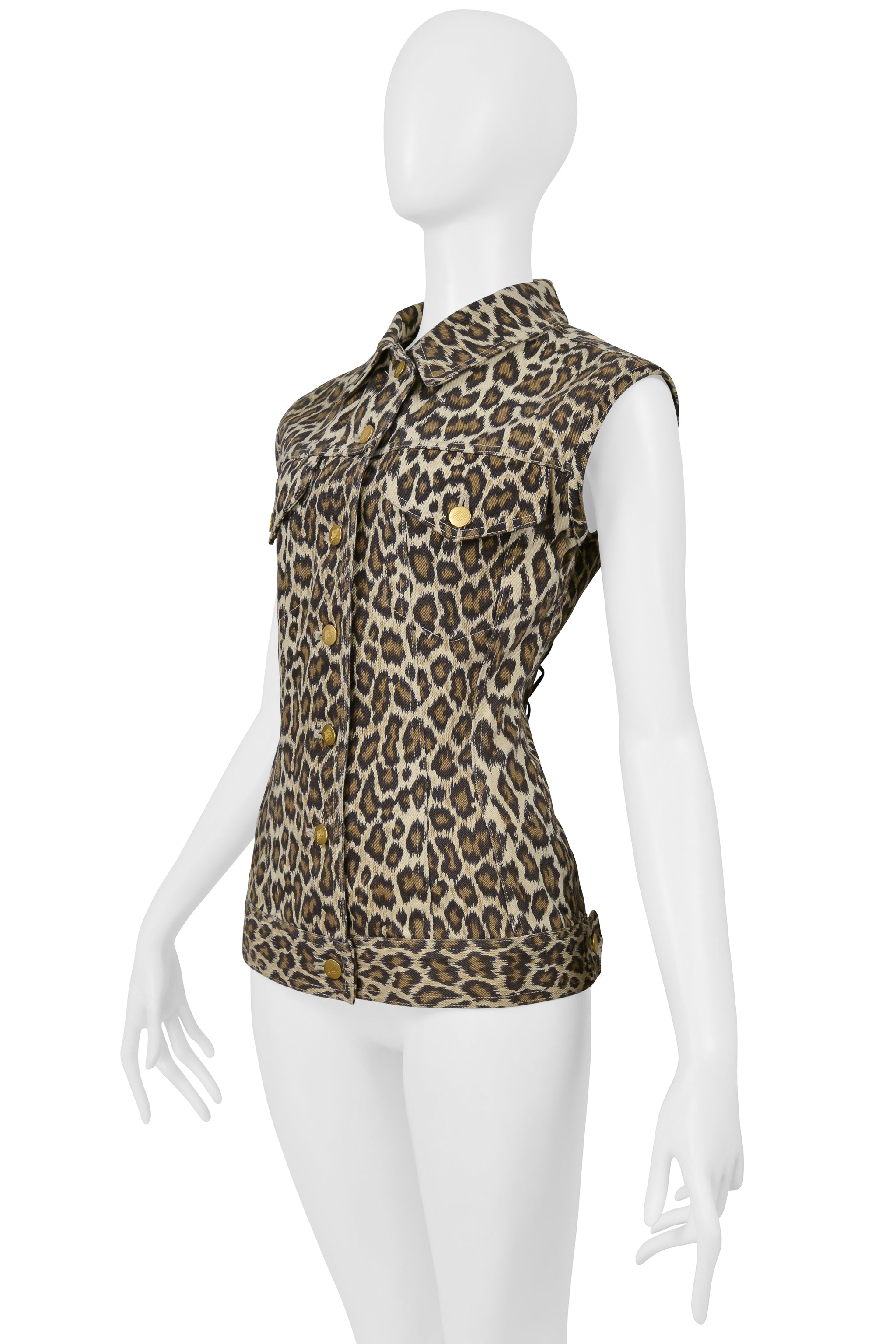 JEAN PAUL GAULTIER LEOPARD VEST WITH CORSET BACK