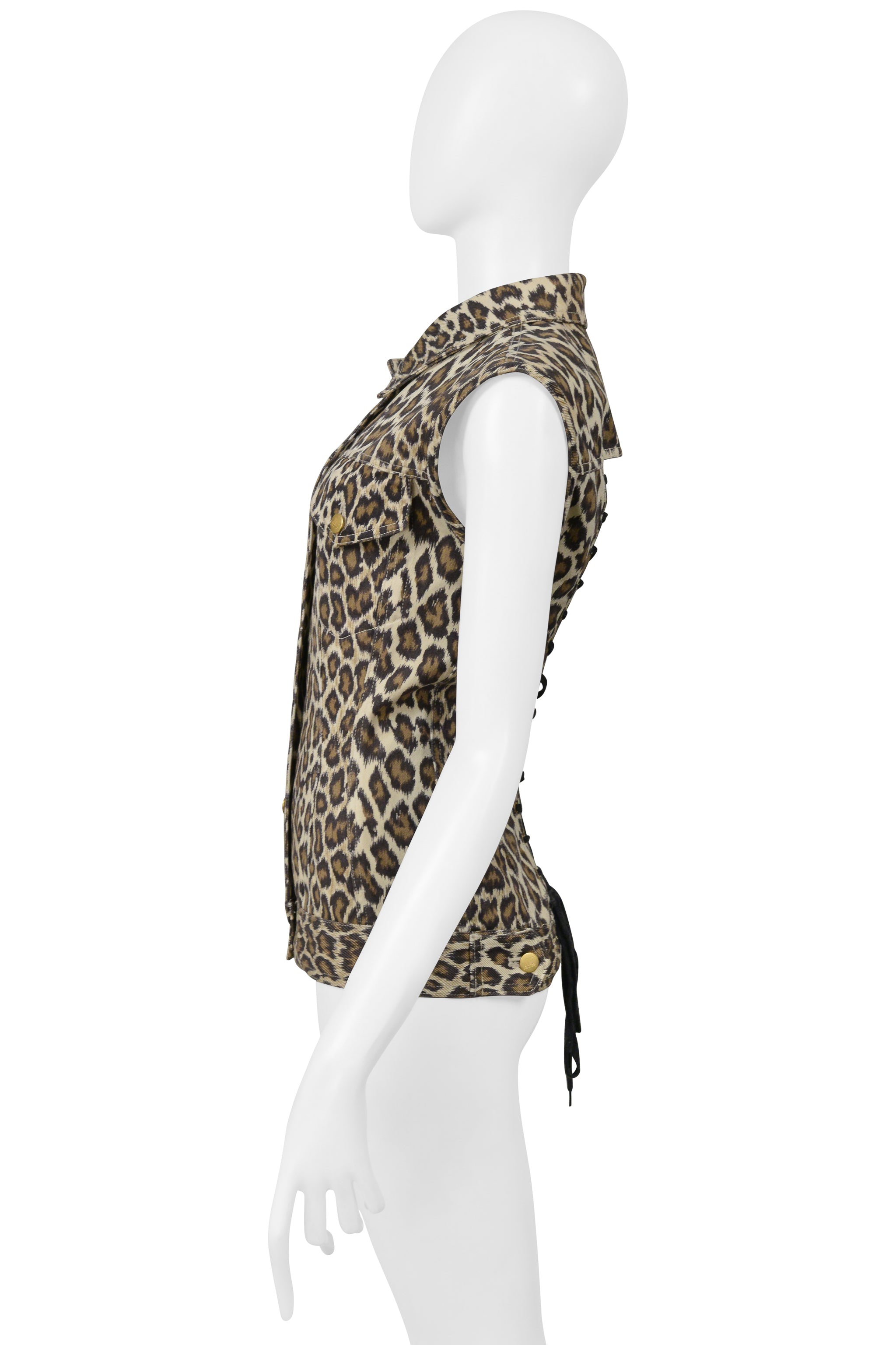 JEAN PAUL GAULTIER LEOPARD VEST WITH CORSET BACK