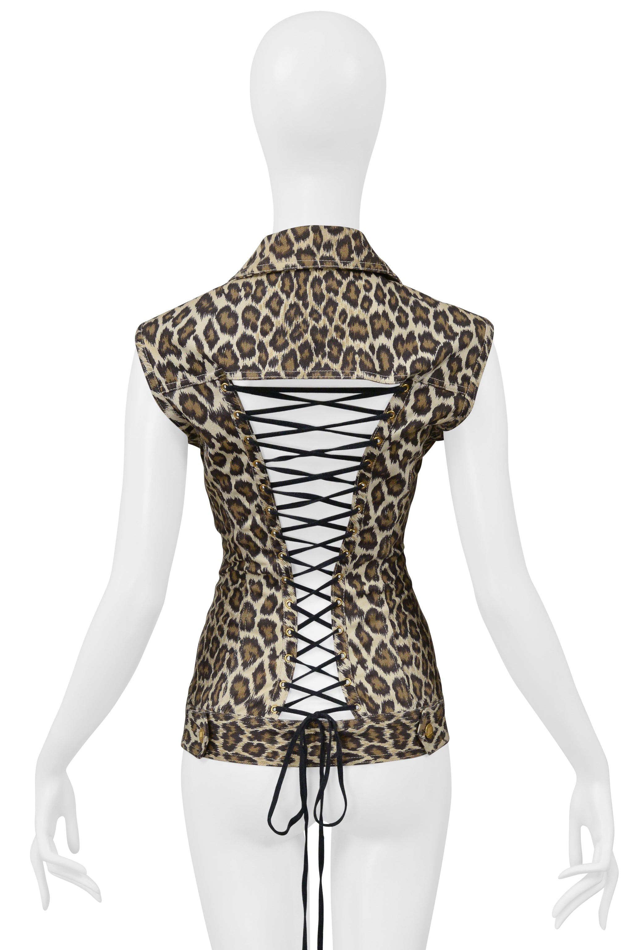 JEAN PAUL GAULTIER LEOPARD VEST WITH CORSET BACK