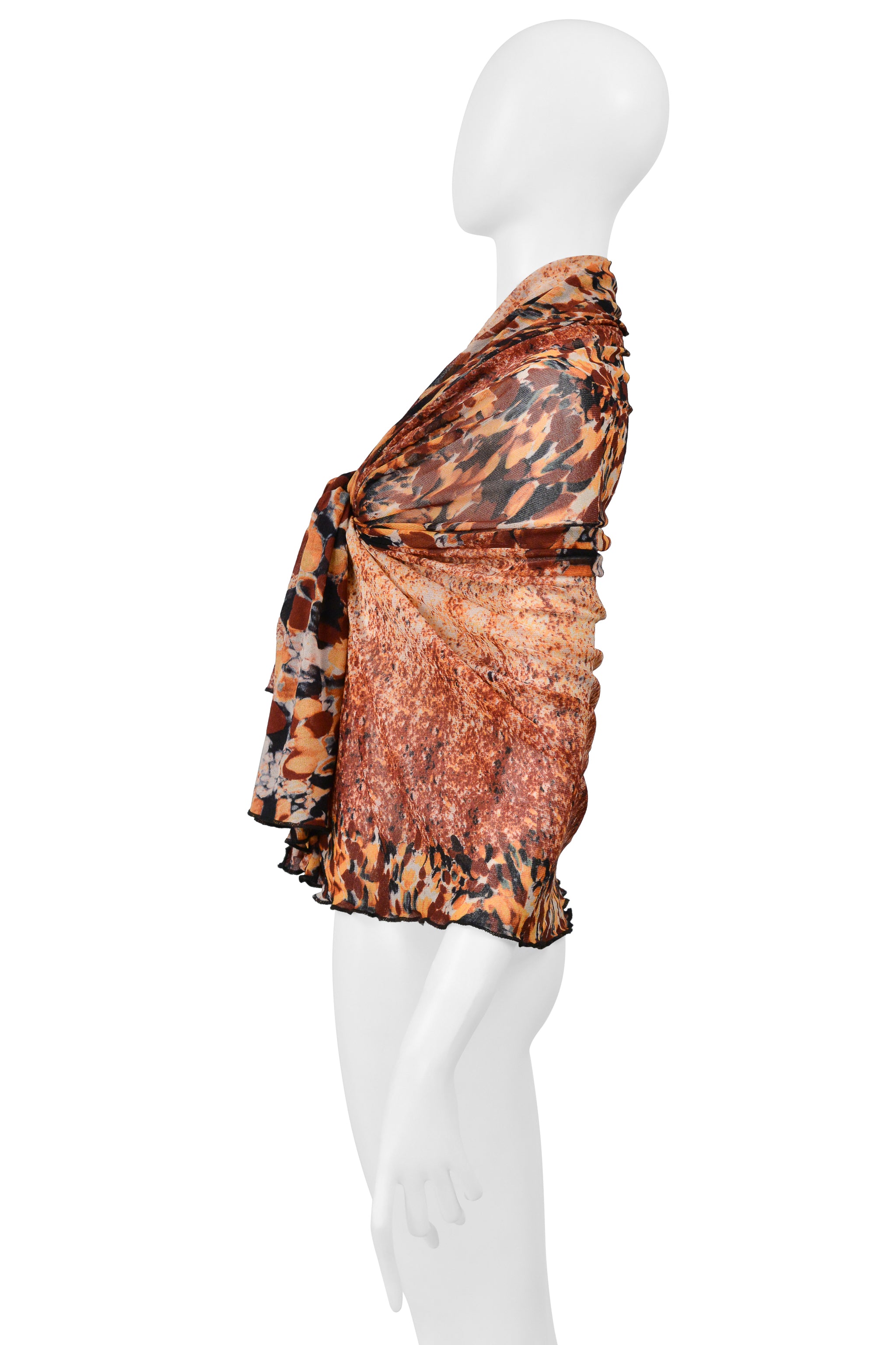 JEAN PAUL GAULTIER PRINTED MESH PAREO SCARF
