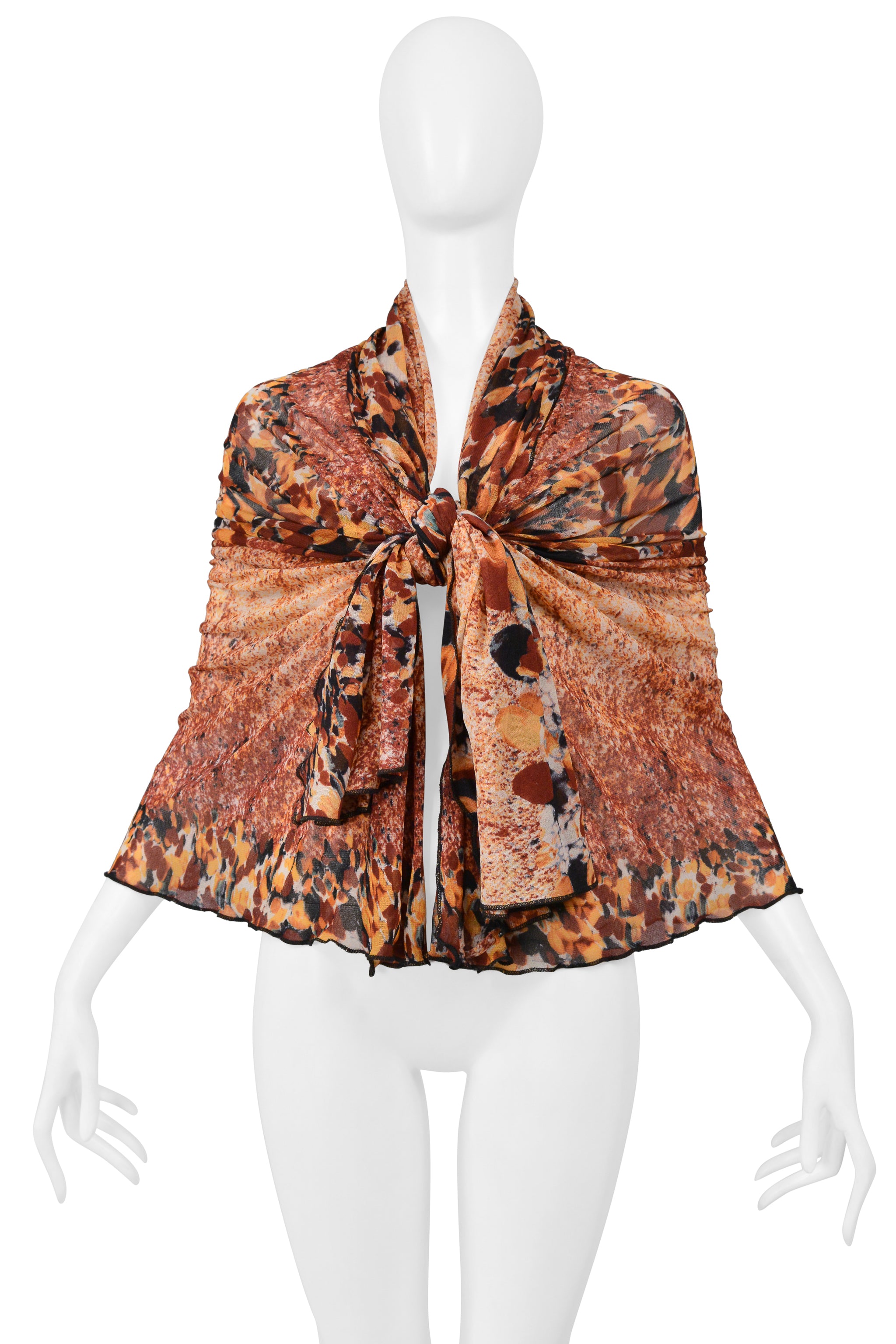 JEAN PAUL GAULTIER PRINTED MESH PAREO SCARF