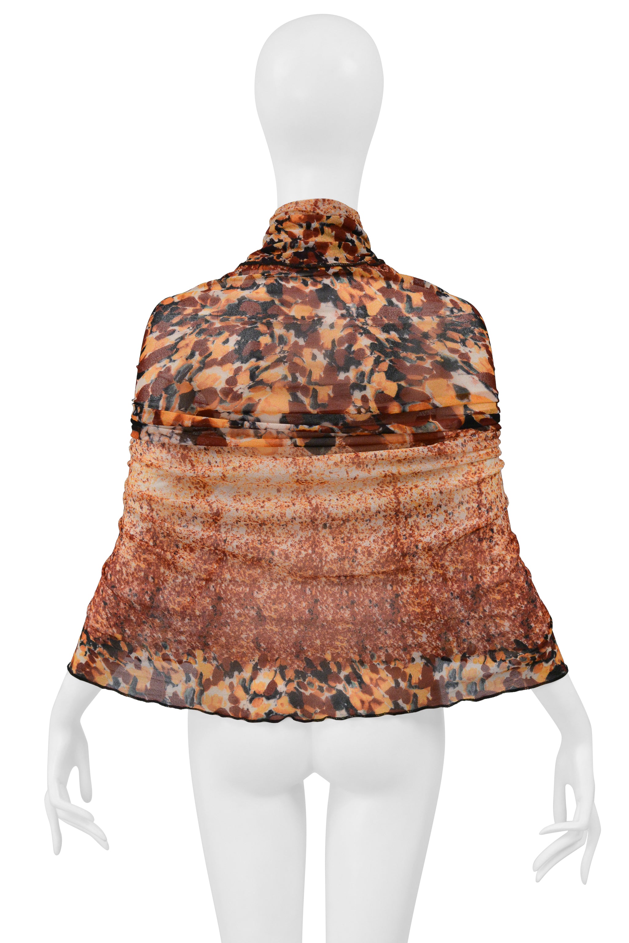 JEAN PAUL GAULTIER PRINTED MESH PAREO SCARF