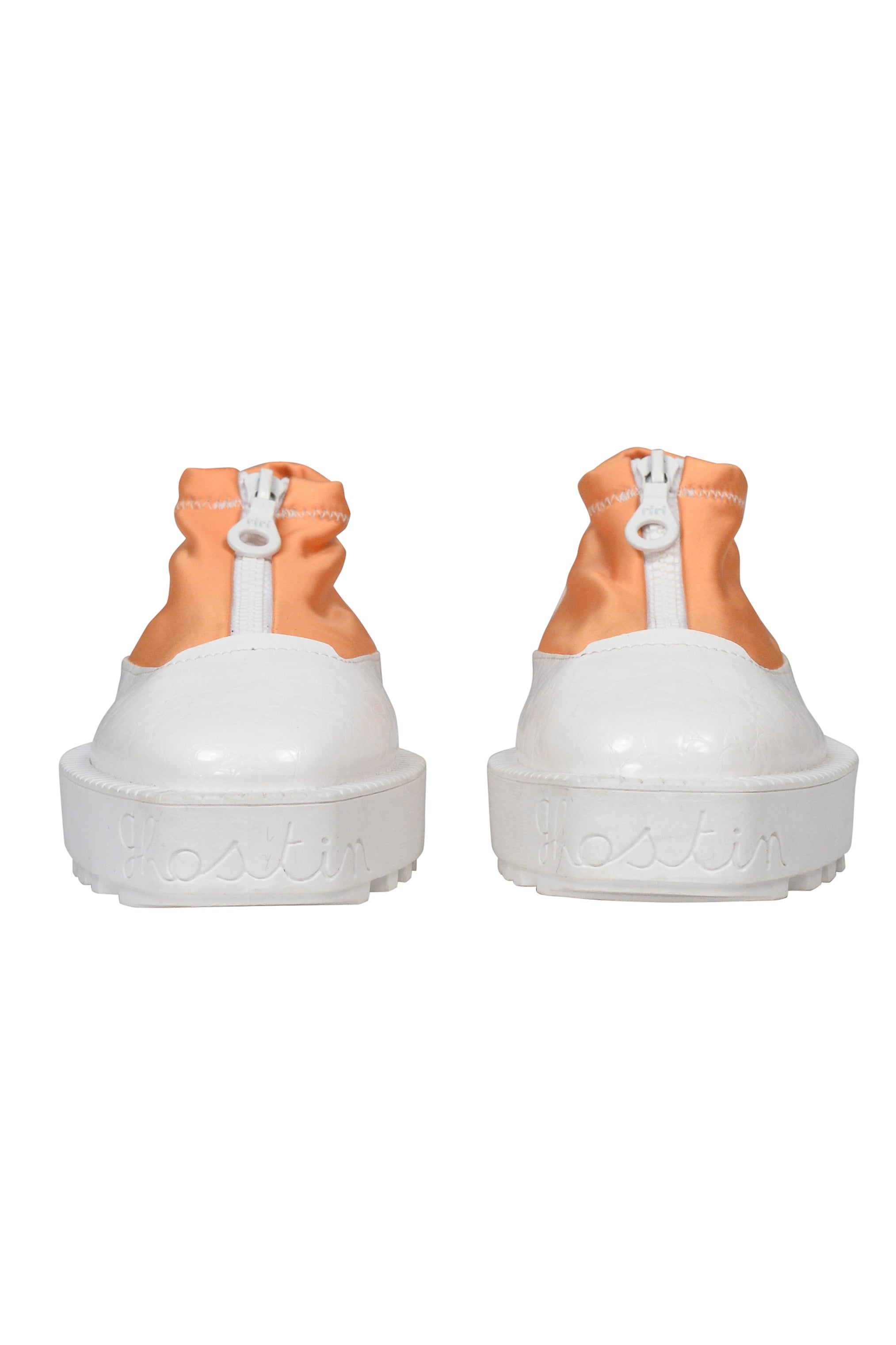 GHOSTIN BY PIERRE GIROD ORANGE AND WHITE ZIPPER TRAINERS