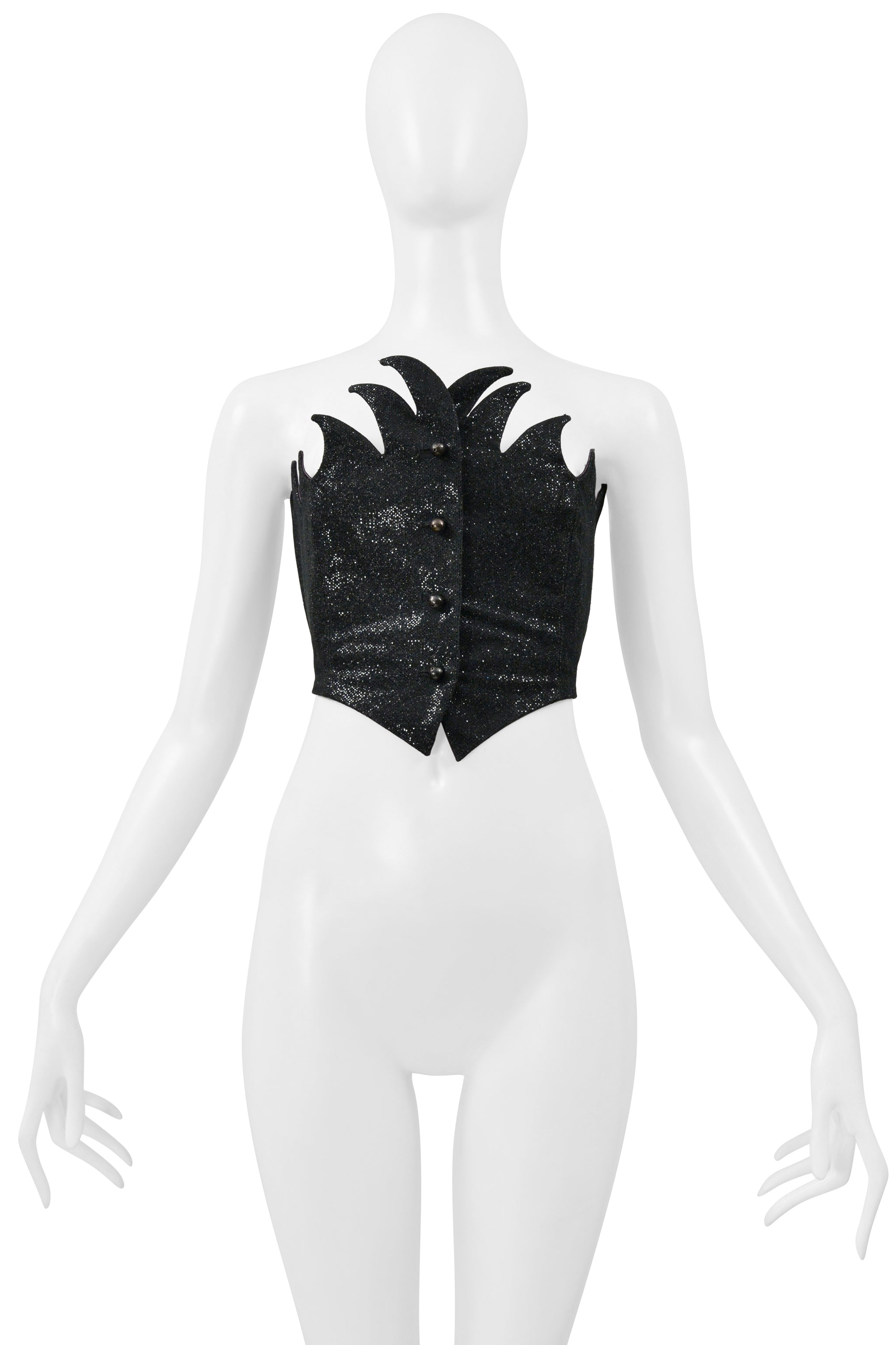 ROMEO GIGLI BLACK METALLIC FLAME BUSTIER 1992