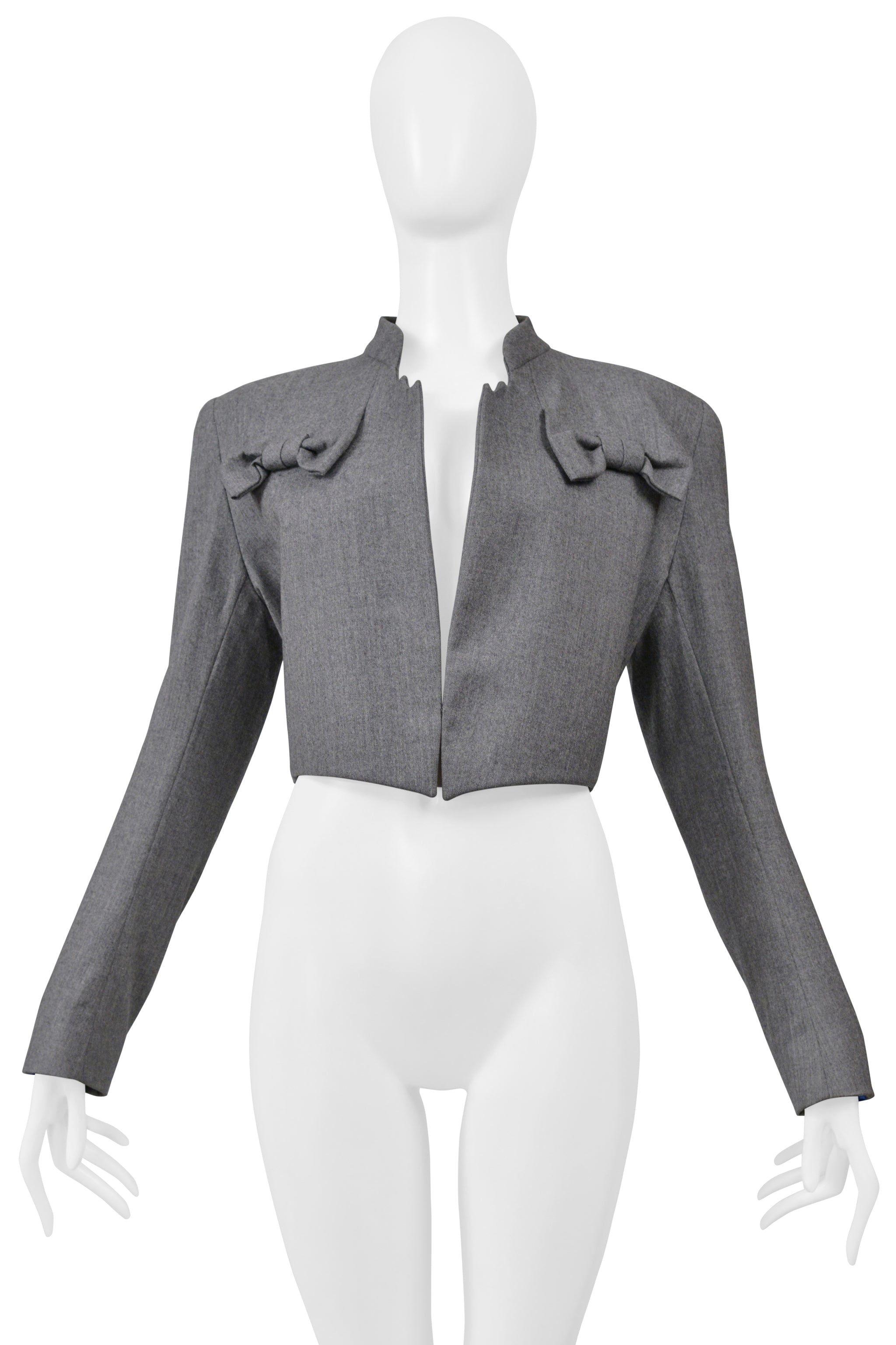 GIVENCHY BY JOHN GALLIANO CROPPED GREY JACKET WITH BOWS 1996