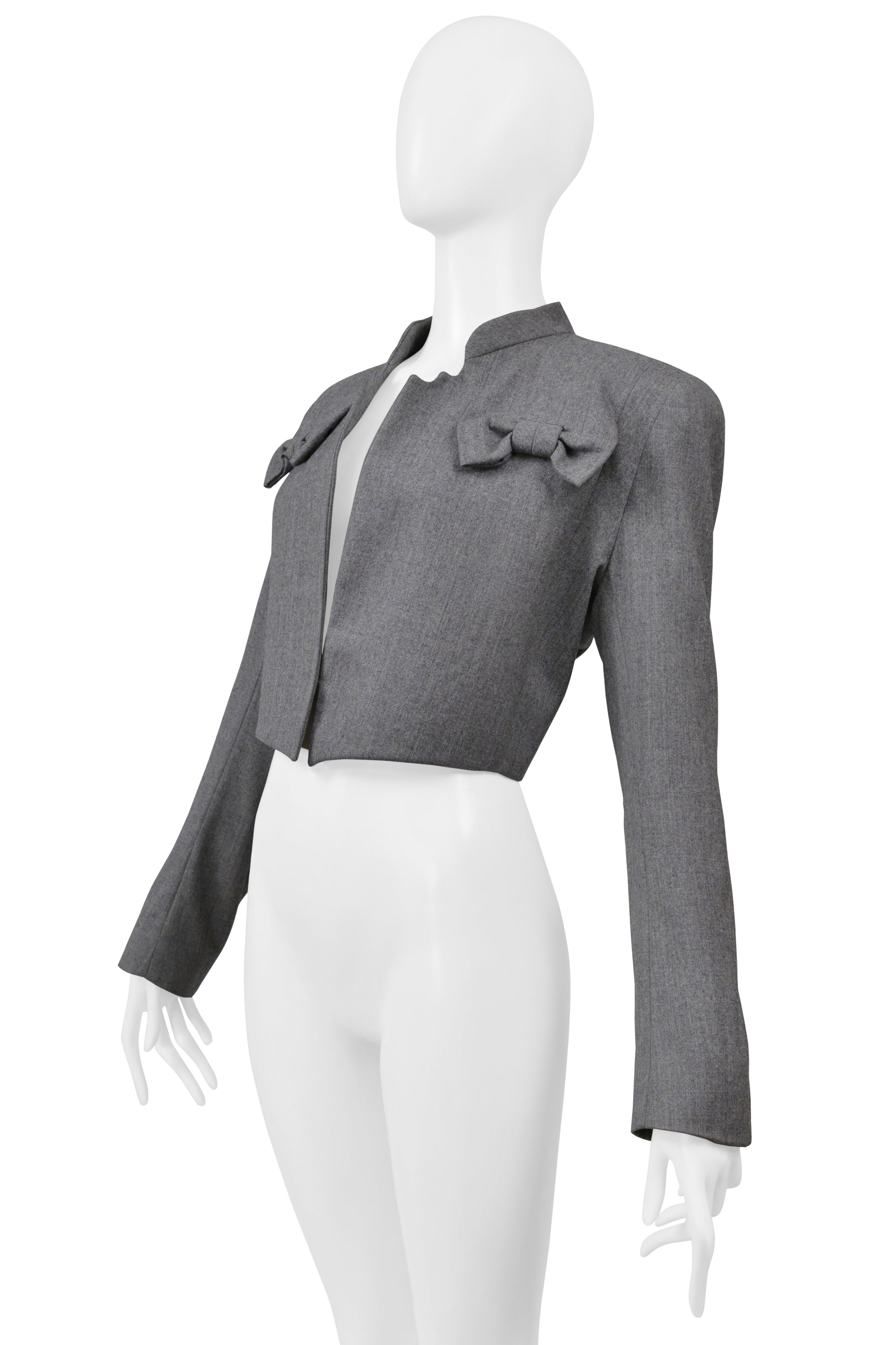 GIVENCHY BY JOHN GALLIANO CROPPED GREY JACKET WITH BOWS 1996