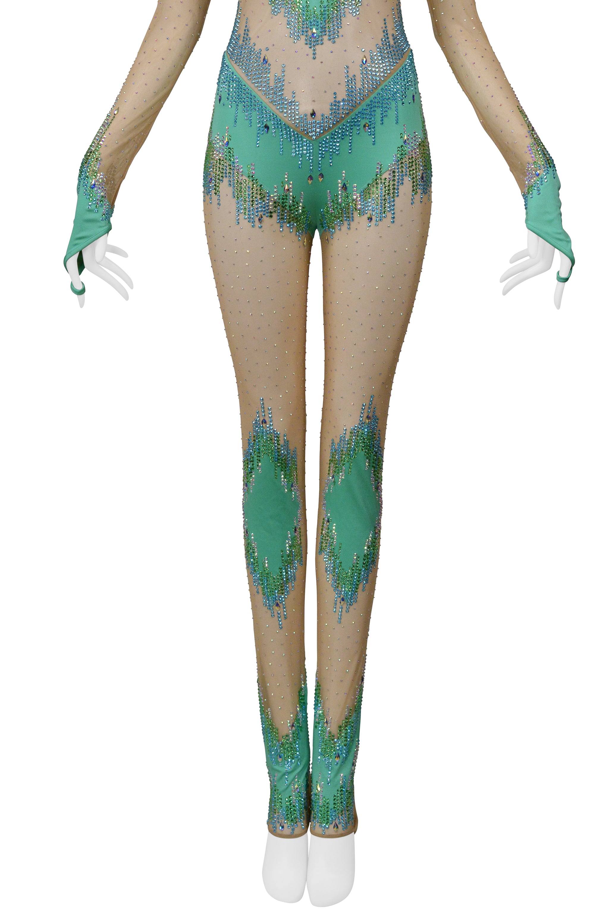 GUCCI NUDE MESH AND BEADED JUMPSUIT 2018