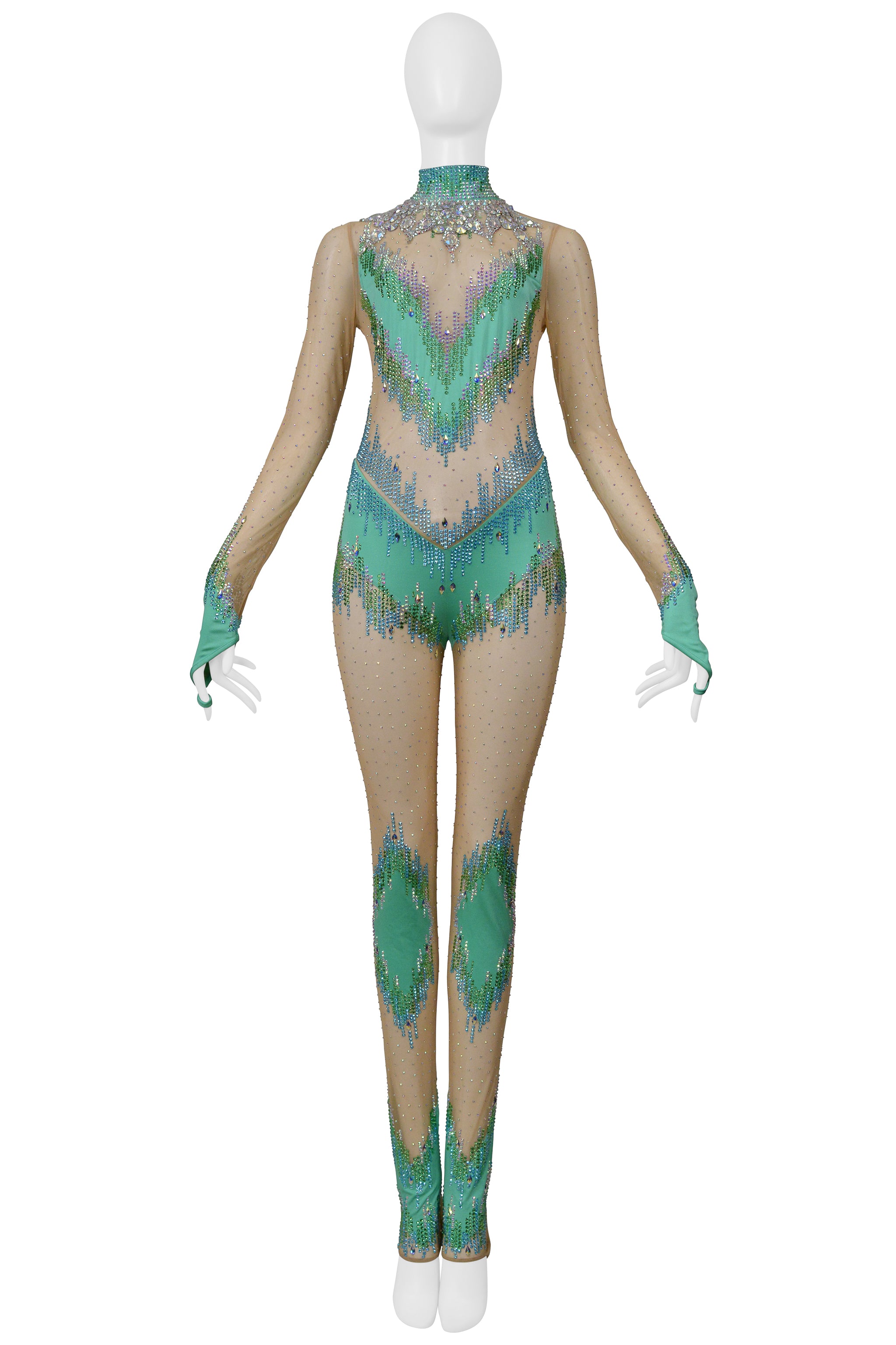 GUCCI NUDE MESH AND BEADED JUMPSUIT 2018