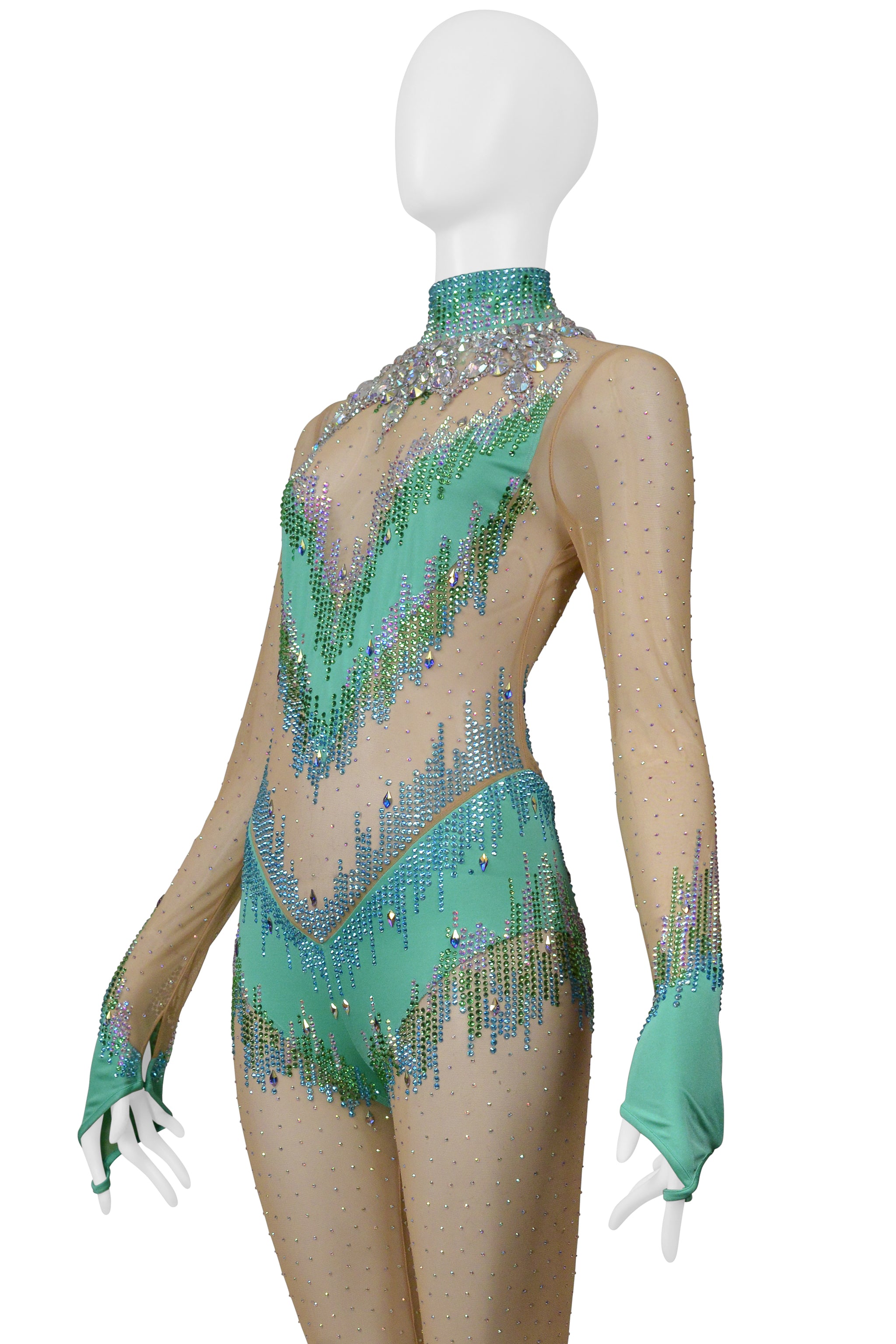 GUCCI NUDE MESH AND BEADED JUMPSUIT 2018