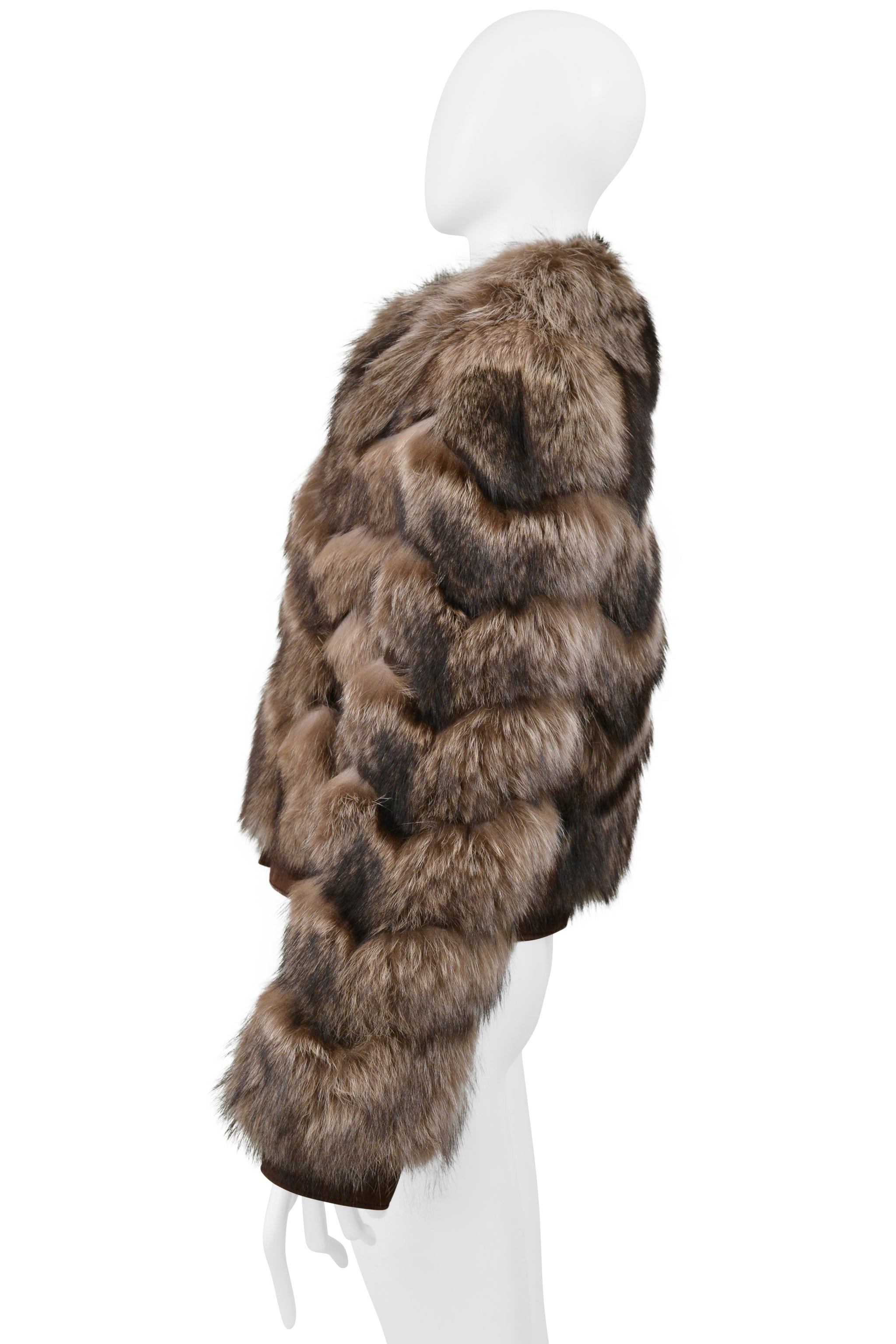 GUCCI BROWN CHEVRON FUR COAT 2008