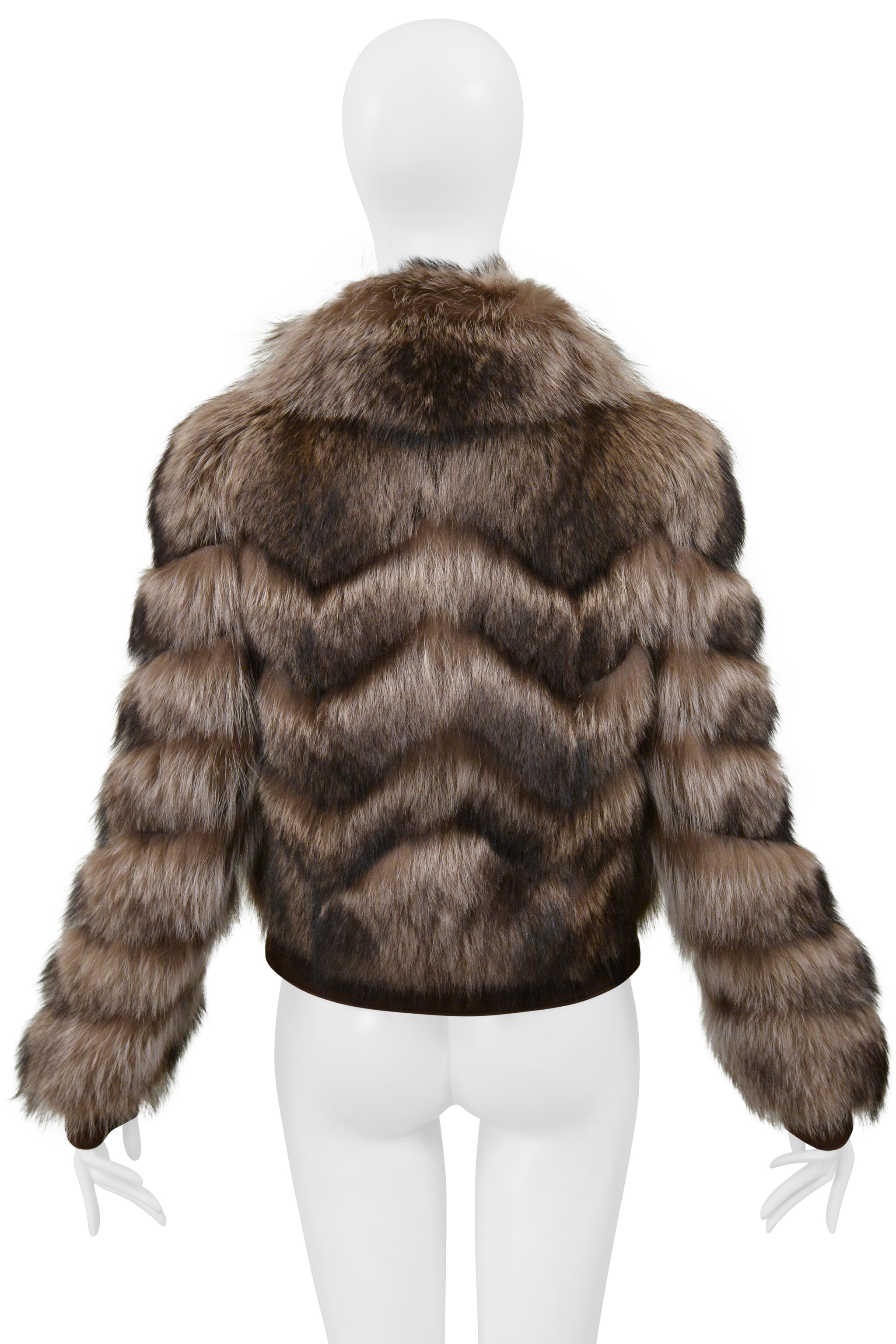 GUCCI BROWN CHEVRON FUR COAT 2008