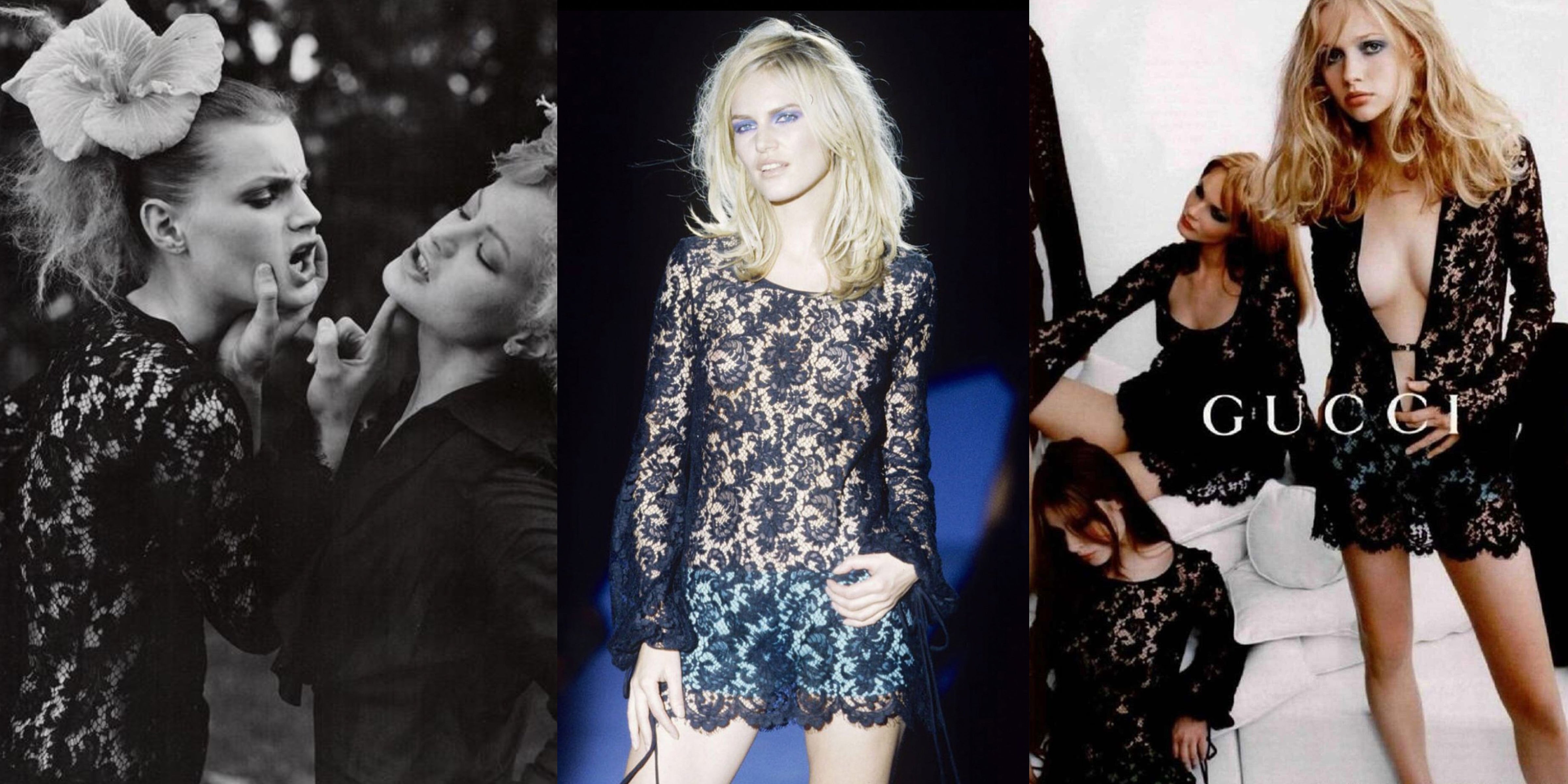 GUCCI BY TOM FORD BLACK LACE MINI DRESS 1996