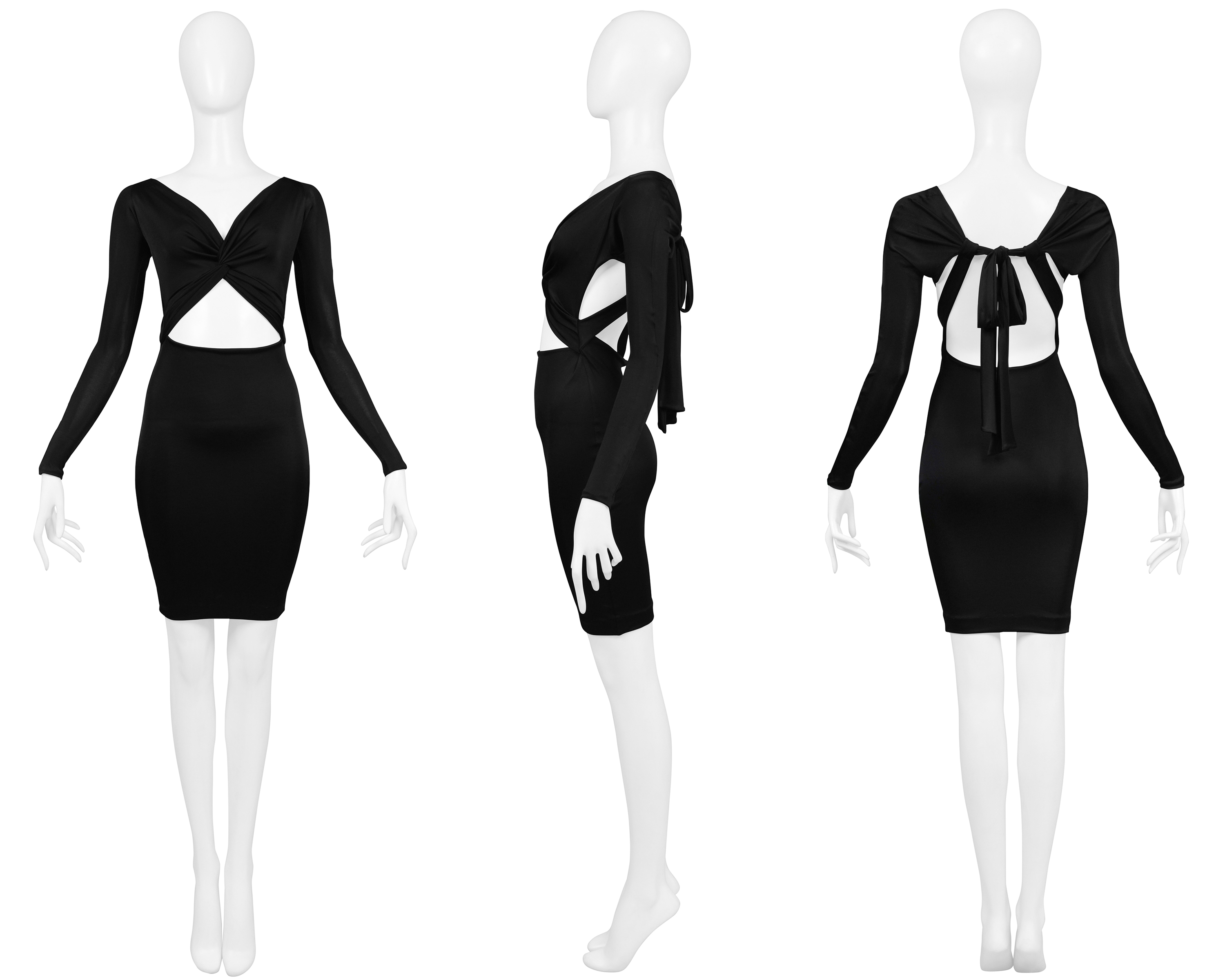 GUCCI BY TOM FORD BLACK CUTOUT MINI DRESS