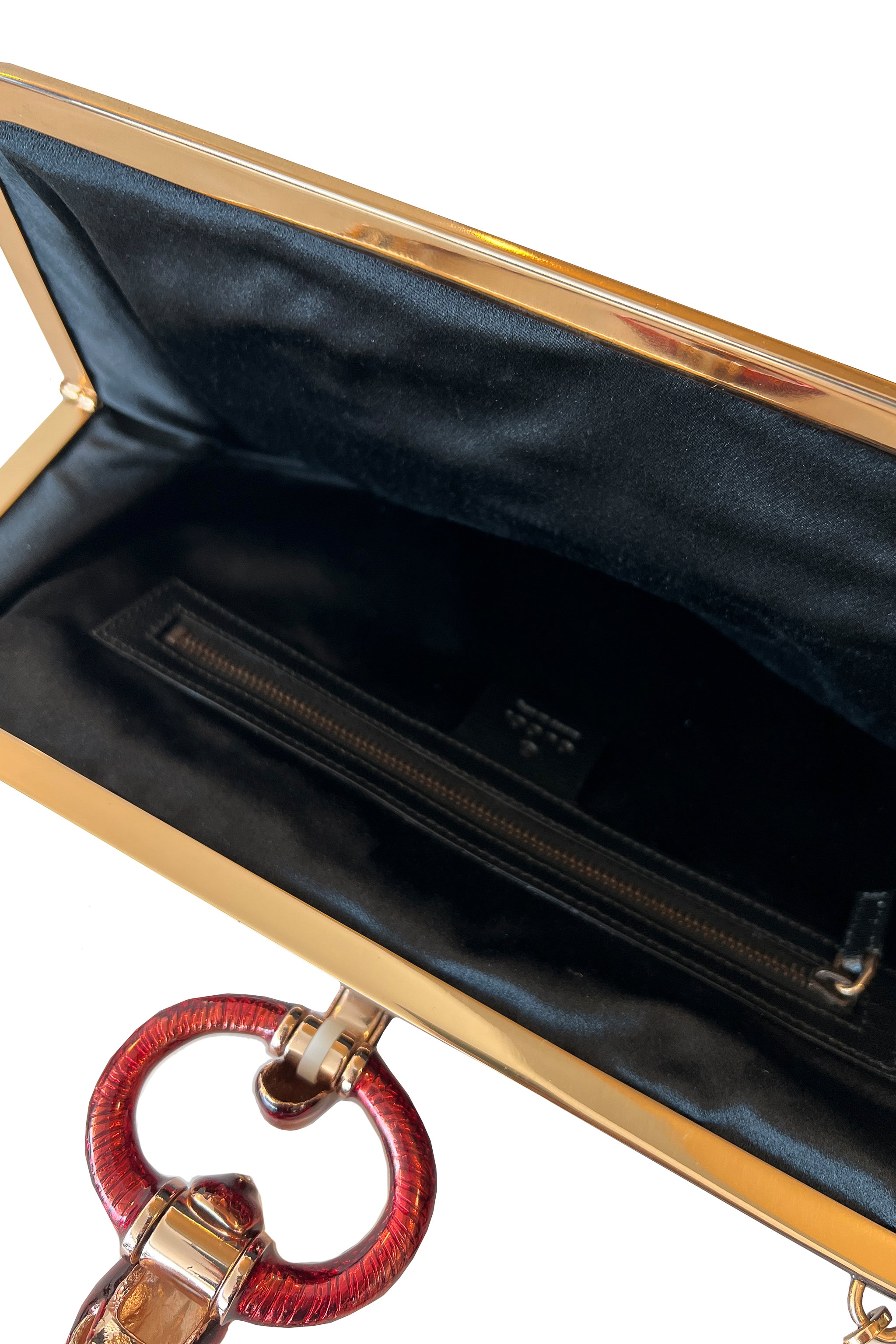 GUCCI BY TOM FORD PURPLE SATIN & BLACK LEATHER SERPENT & SNAKE EMBLEM BAG 2004