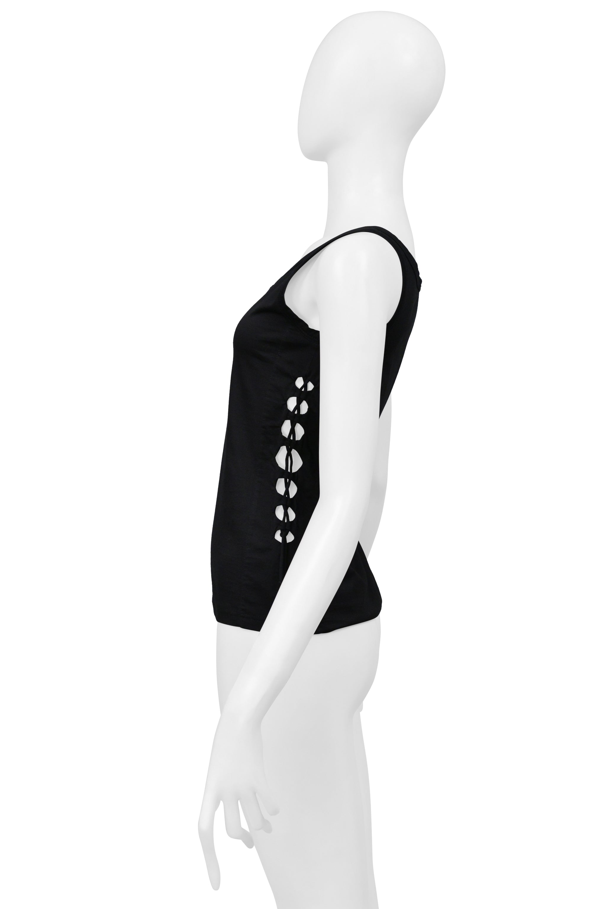 HELMUT LANG BLACK LACE UP TANK TOP 2001
