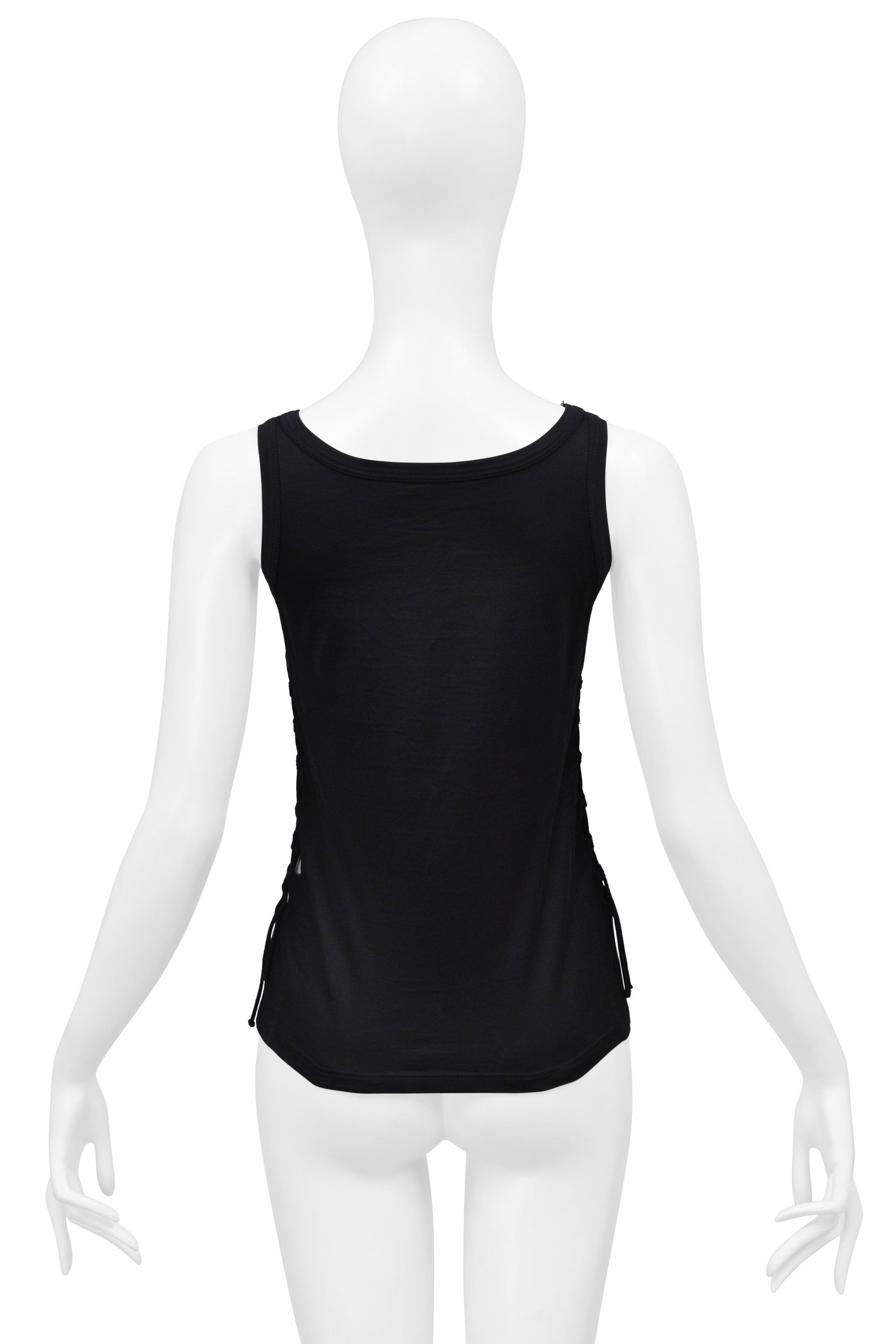 HELMUT LANG BLACK LACE UP TANK TOP 2001