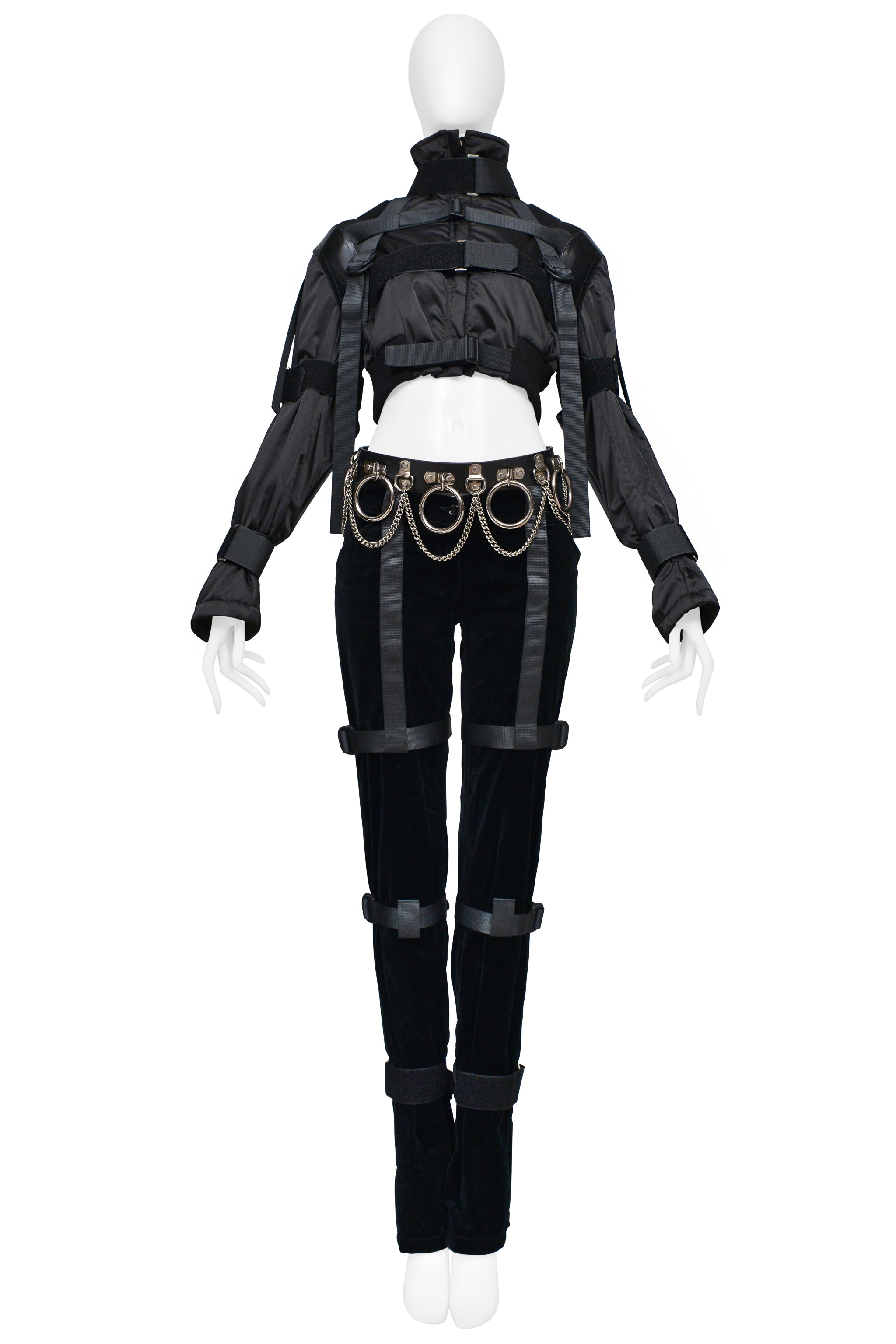 DOLCE & GABBANA BLACK VELVET BONDAGE PANTS 2003